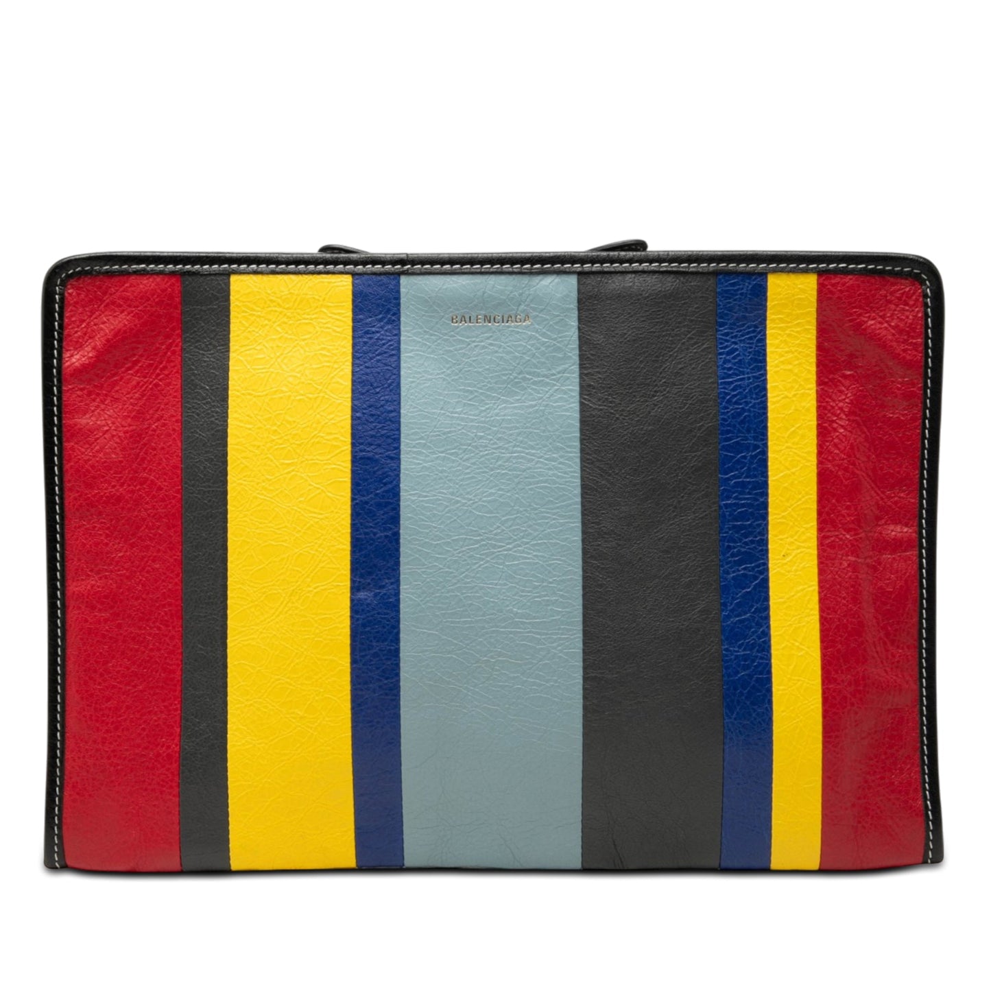 Balenciaga Lambskin Striped Bazar Clutch