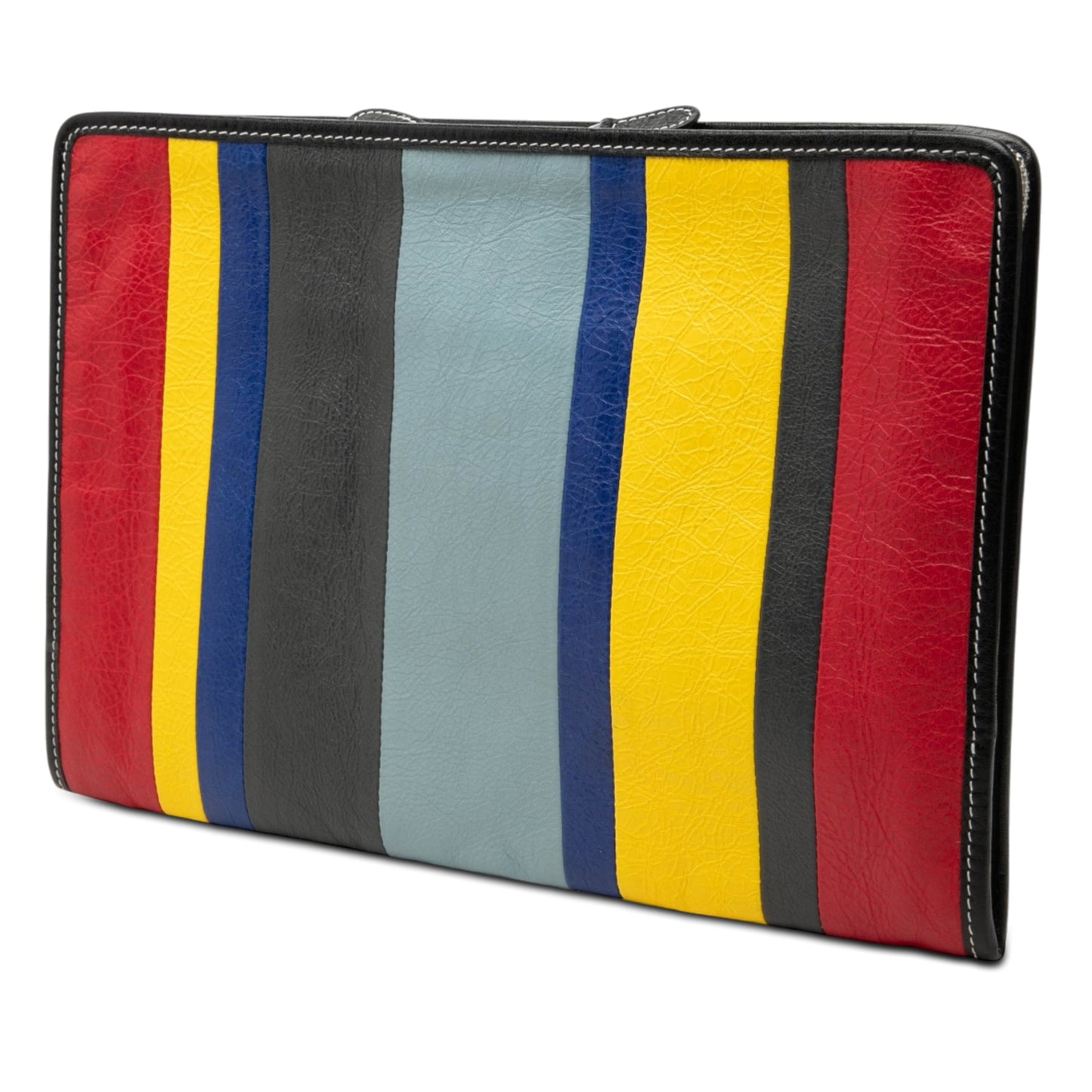Balenciaga Lambskin Striped Bazar Clutch