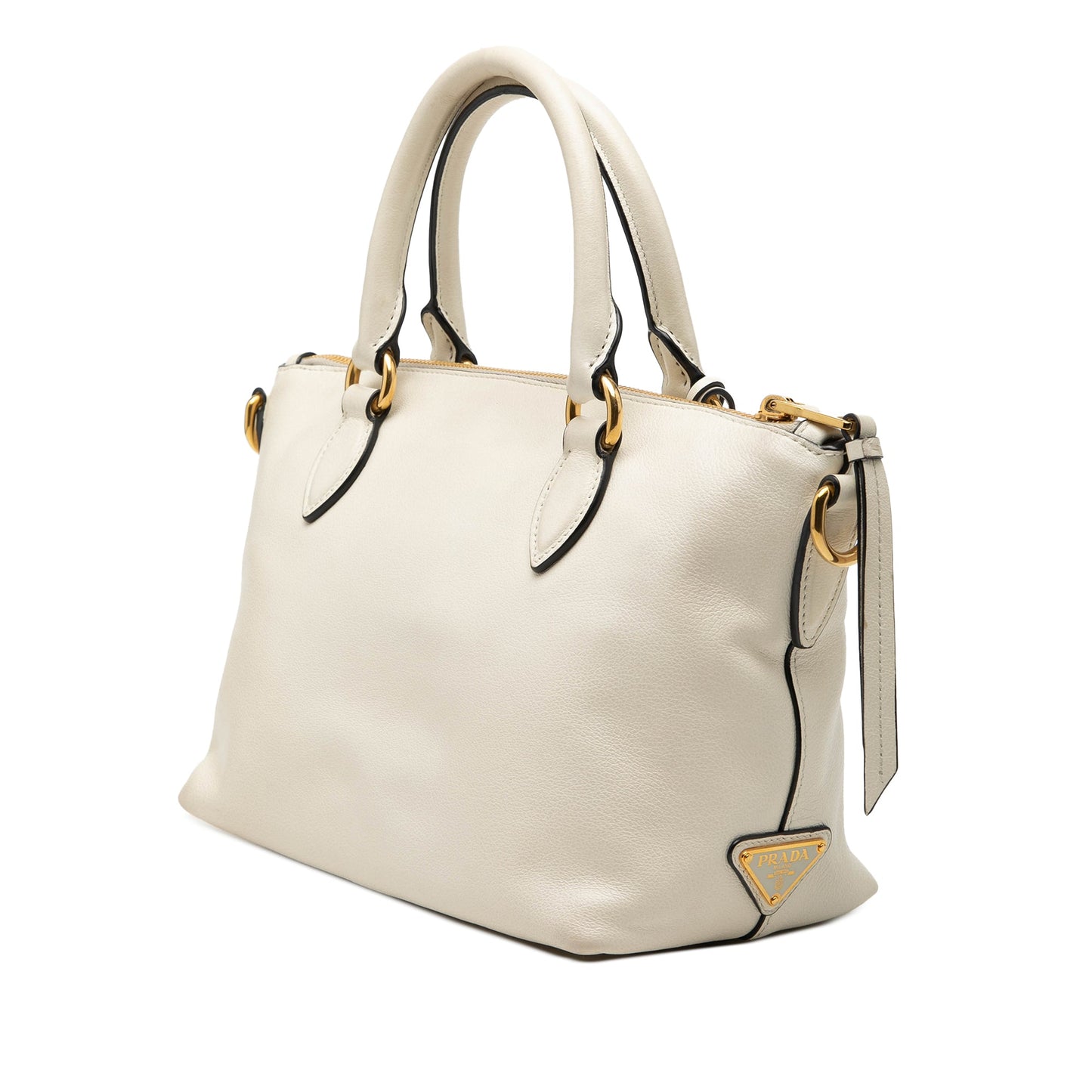 Prada Small Embossed Glace Calf Logo Convertible Satchel