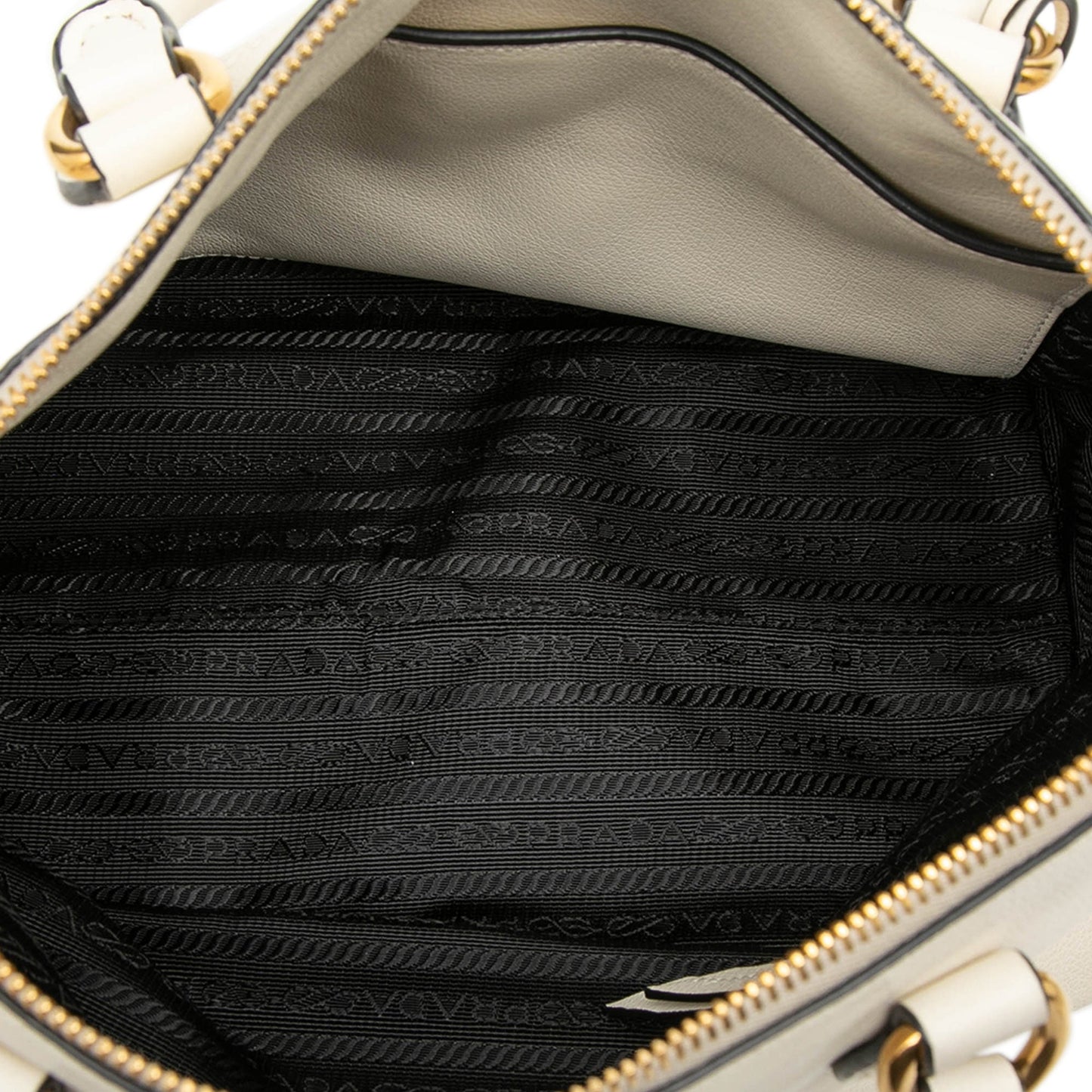 Prada Small Embossed Glace Calf Logo Convertible Satchel