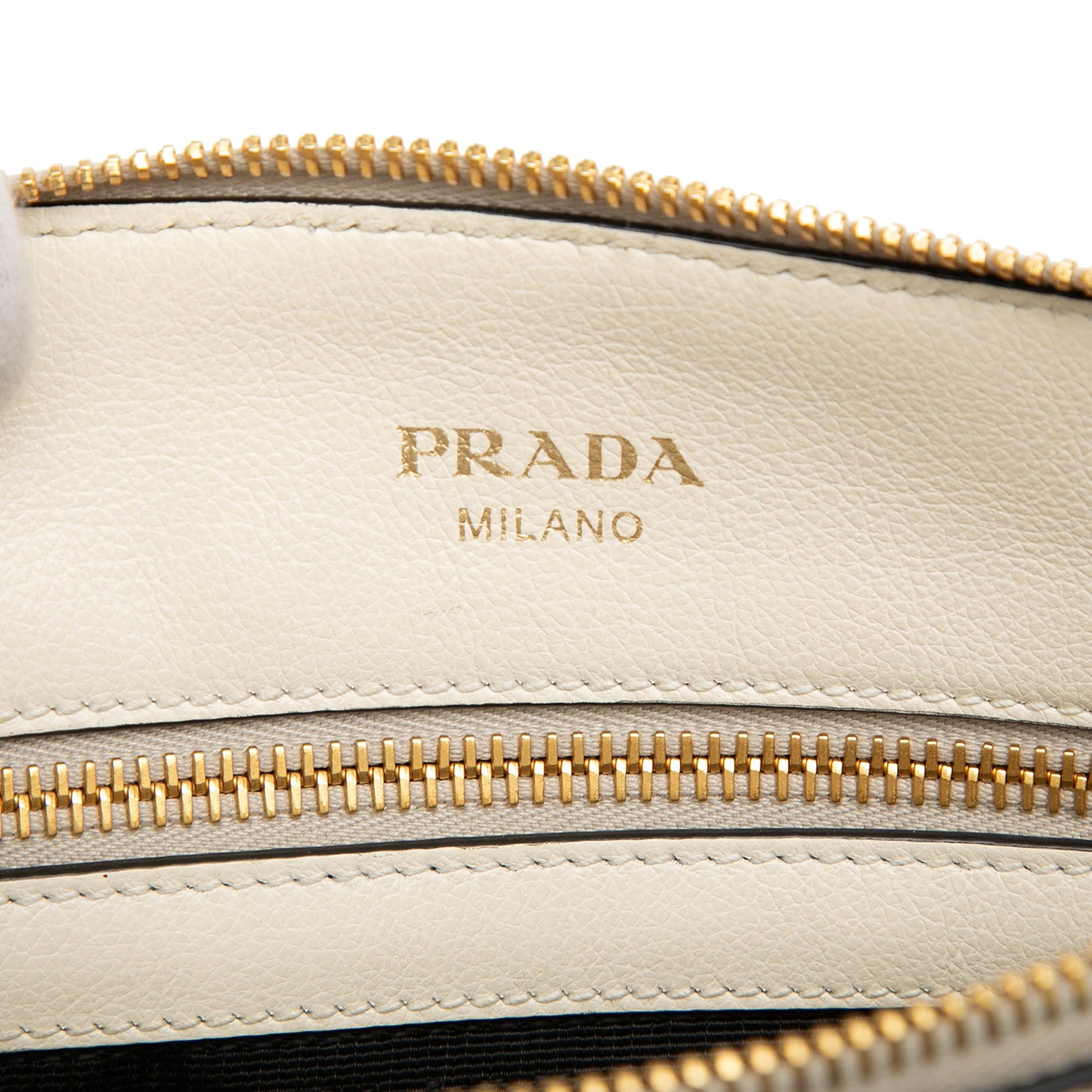 Prada Small Embossed Glace Calf Logo Convertible Satchel