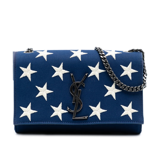 Saint Laurent Small Star Embroidered Canvas Monogram Kate Crossbody
