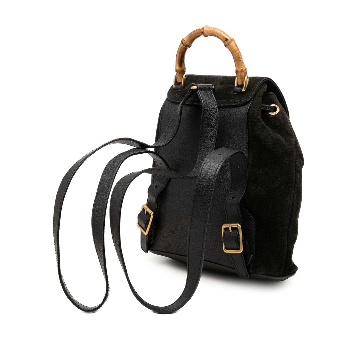 Gucci Suede Bamboo Drawstring Backpack