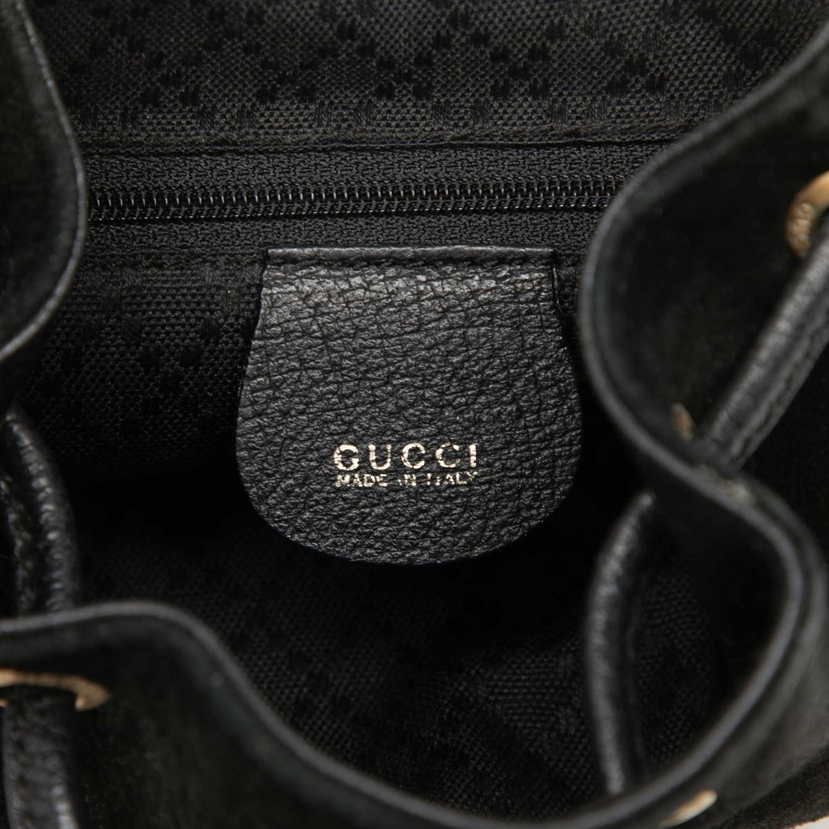 Gucci Suede Bamboo Drawstring Backpack