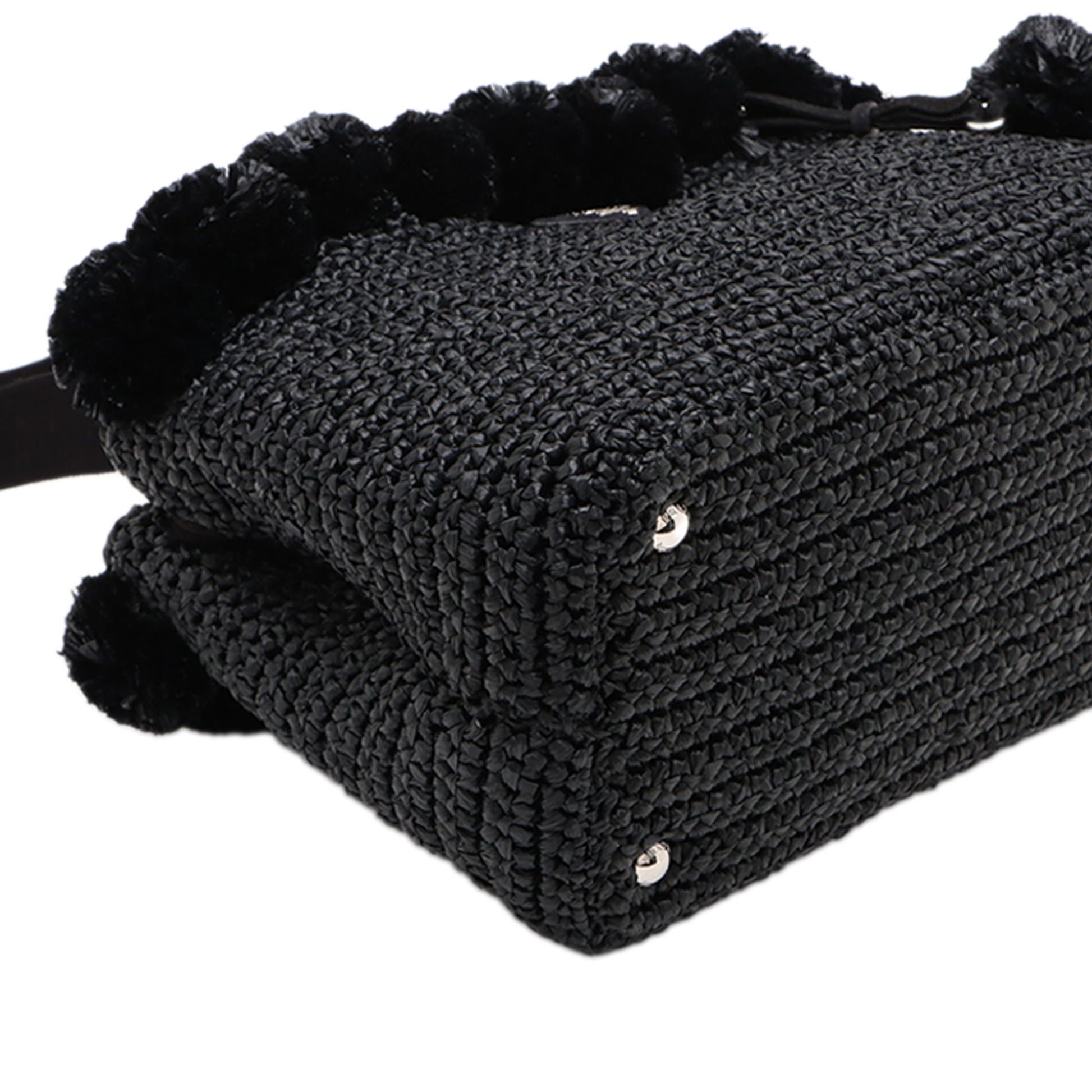 Prada Small Raffia Pompom Satchel