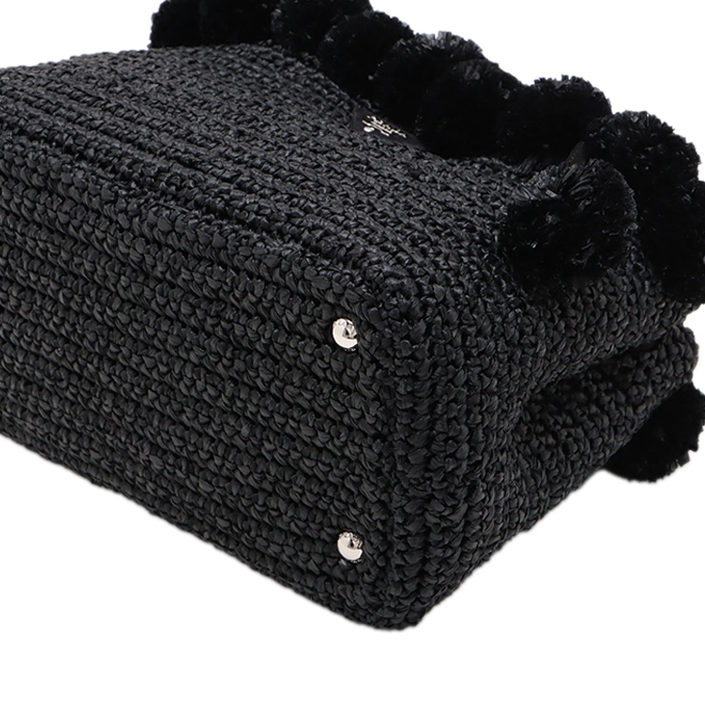 Prada Small Raffia Pompom Satchel