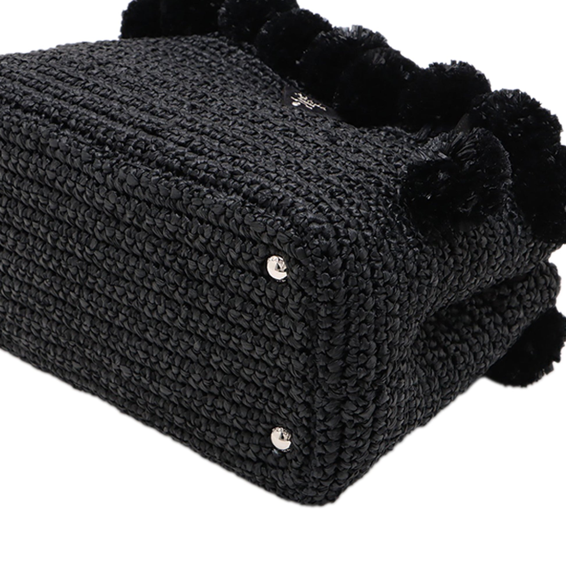 Prada Small Raffia Pompom Satchel