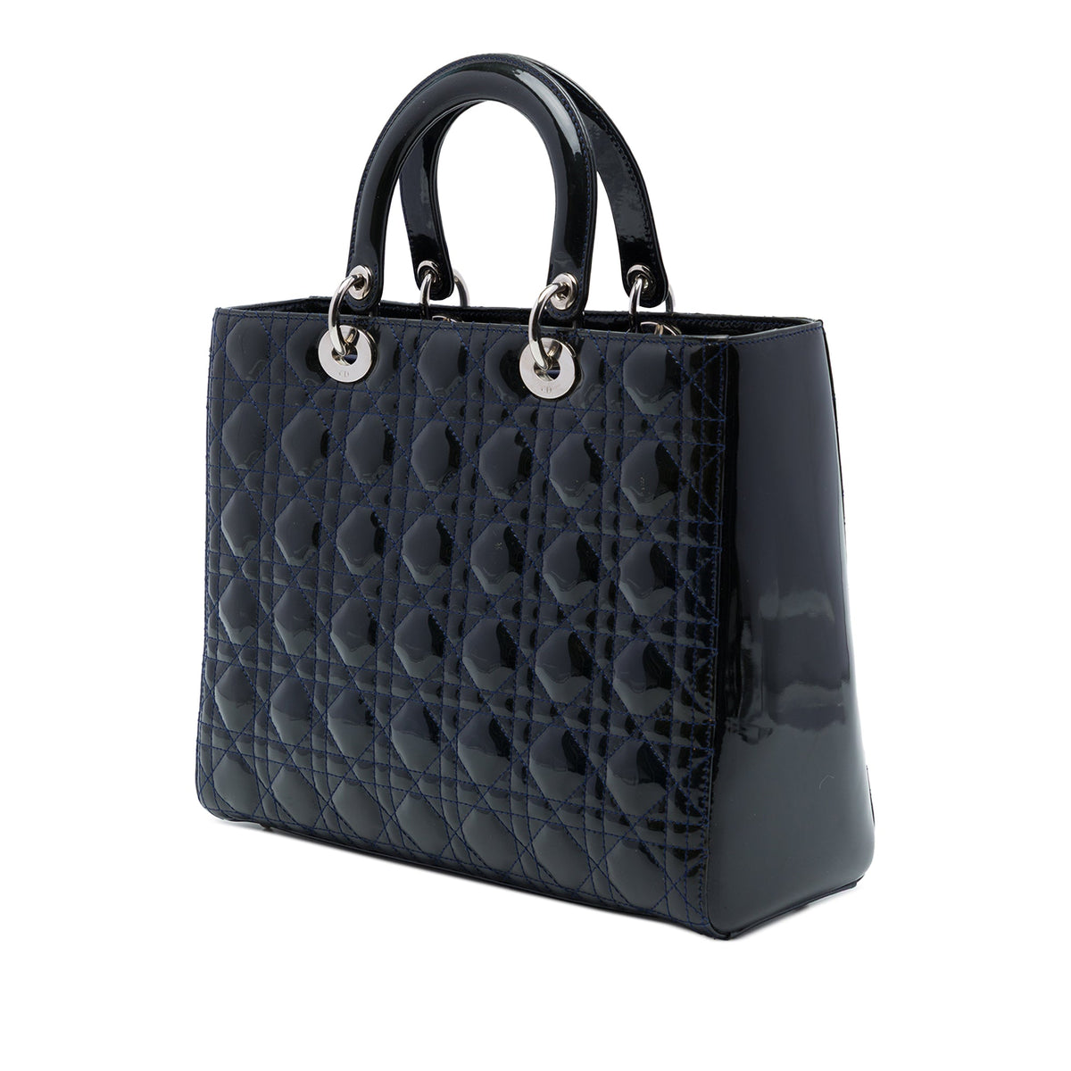 Dior Large Patent Cannage Lady Dior — Blue