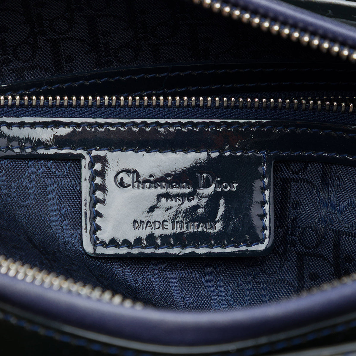 Dior Large Patent Cannage Lady Dior — Blue