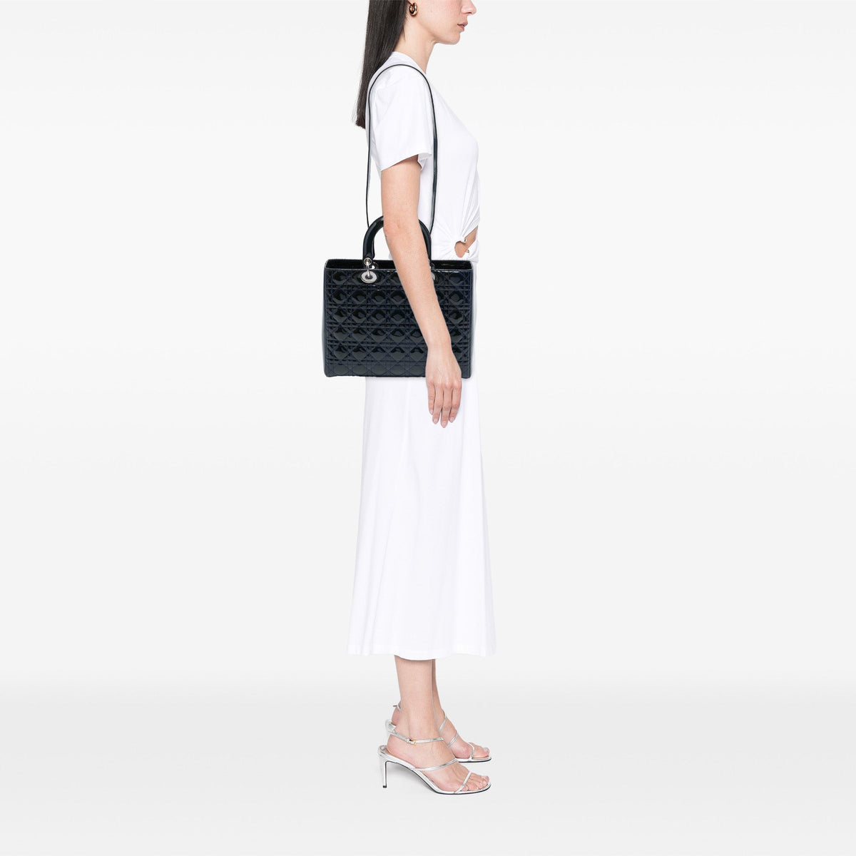 Dior Large Patent Cannage Lady Dior — Blue