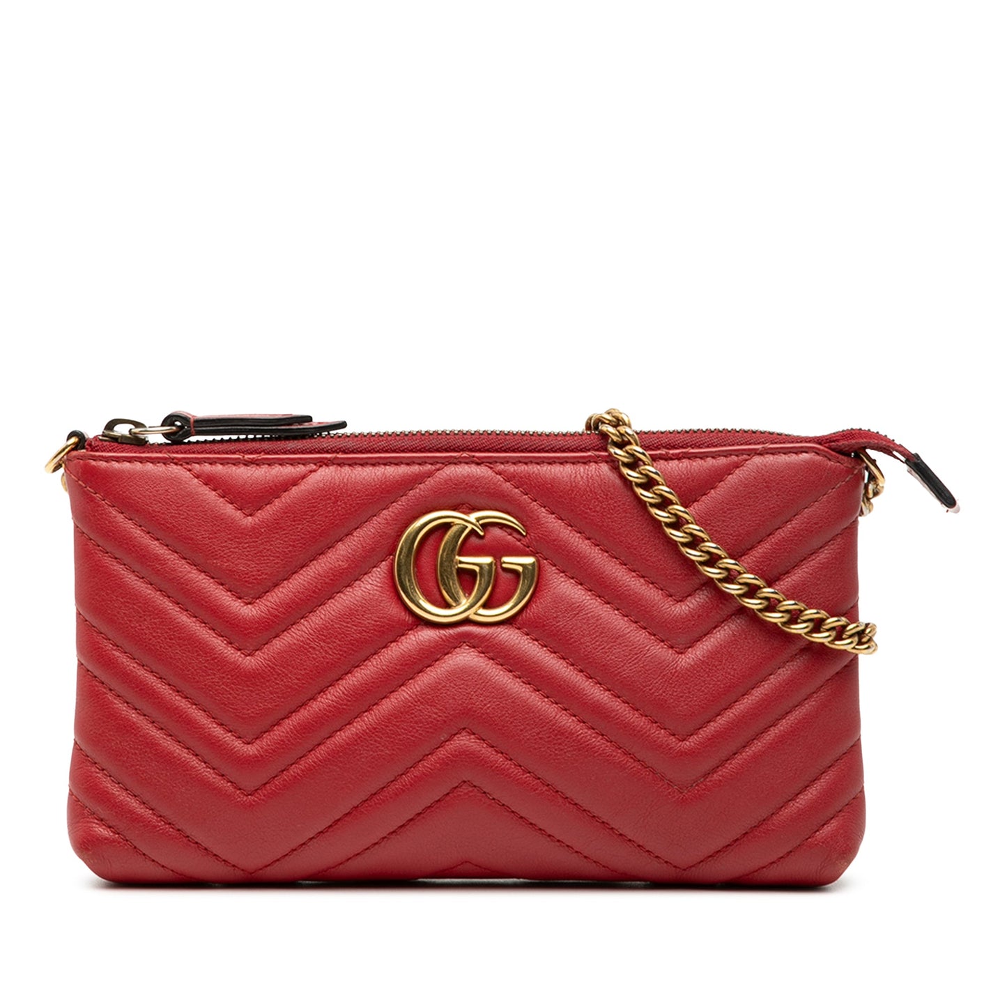 Gucci Mini GG Marmont Matelasse Leather Wallet On Chain
