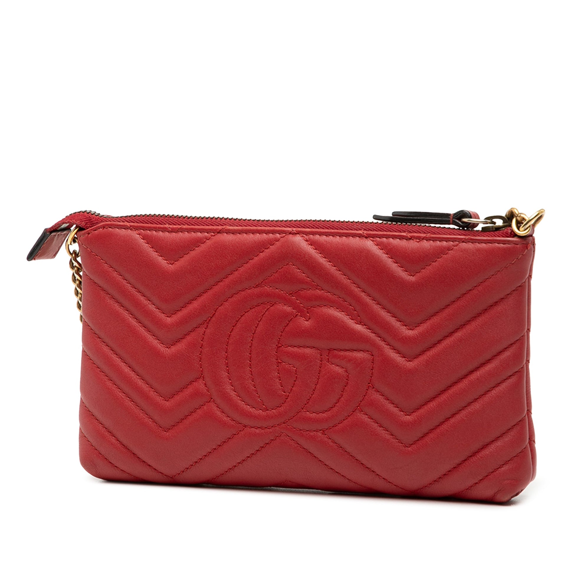 Gucci Mini GG Marmont Matelasse Leather Wallet On Chain