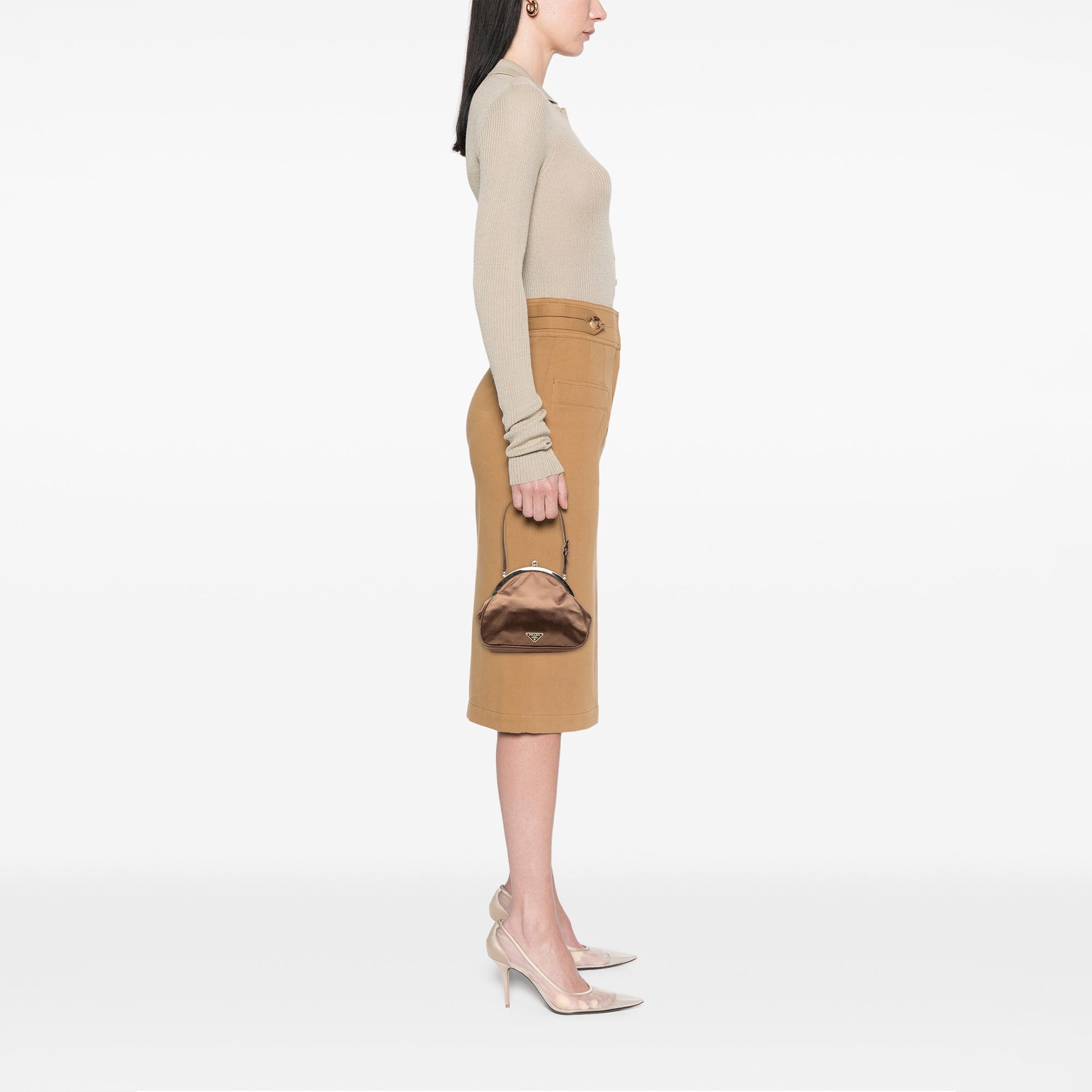 Prada Satin Kiss Lock Handbag