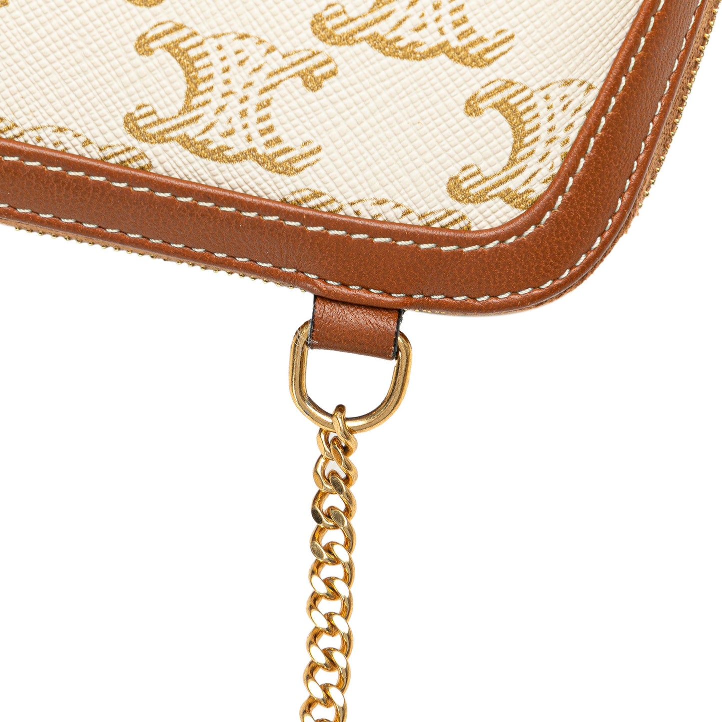 Celine Triomphe Coated Canvas Clutch On Chain