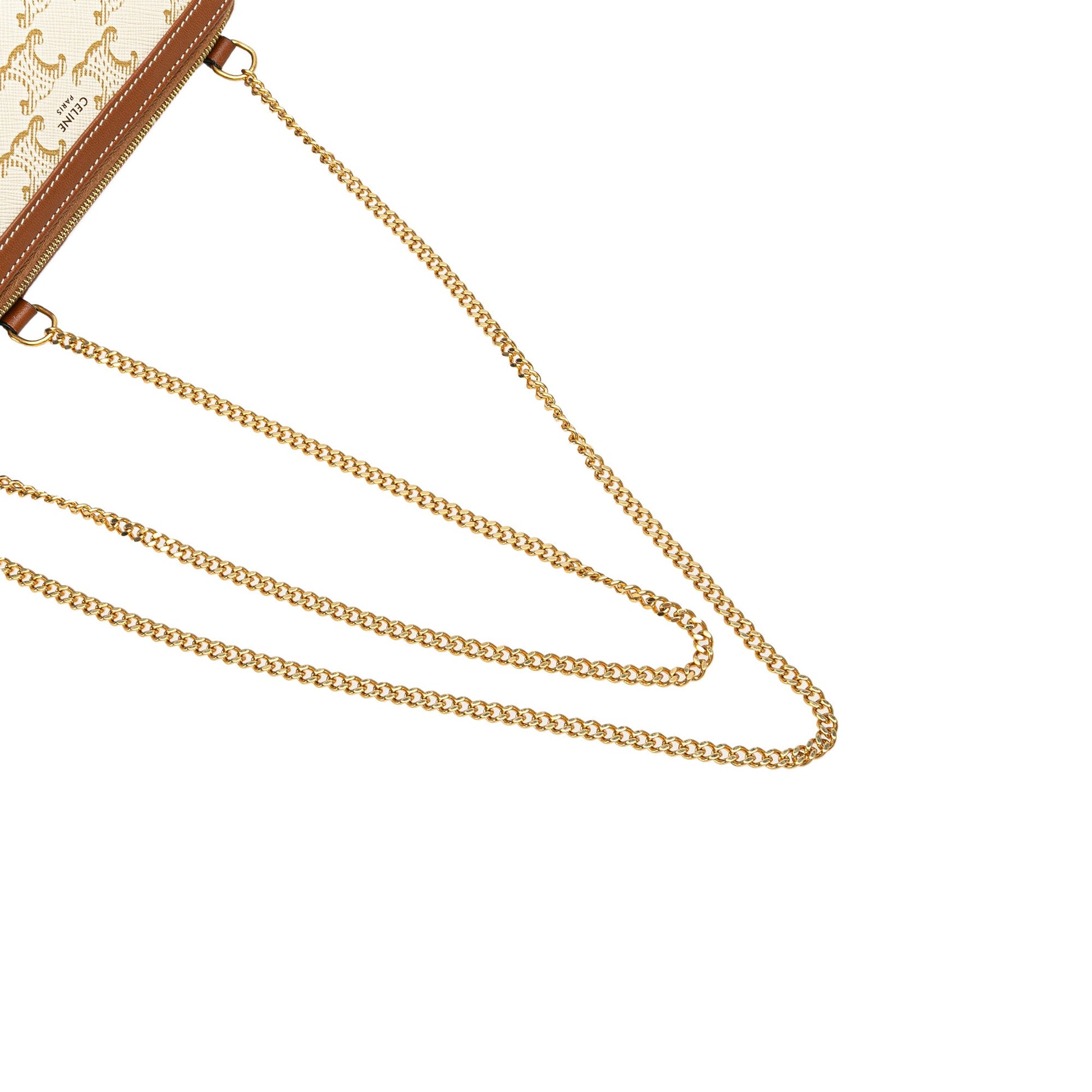 Celine Triomphe Coated Canvas Clutch On Chain