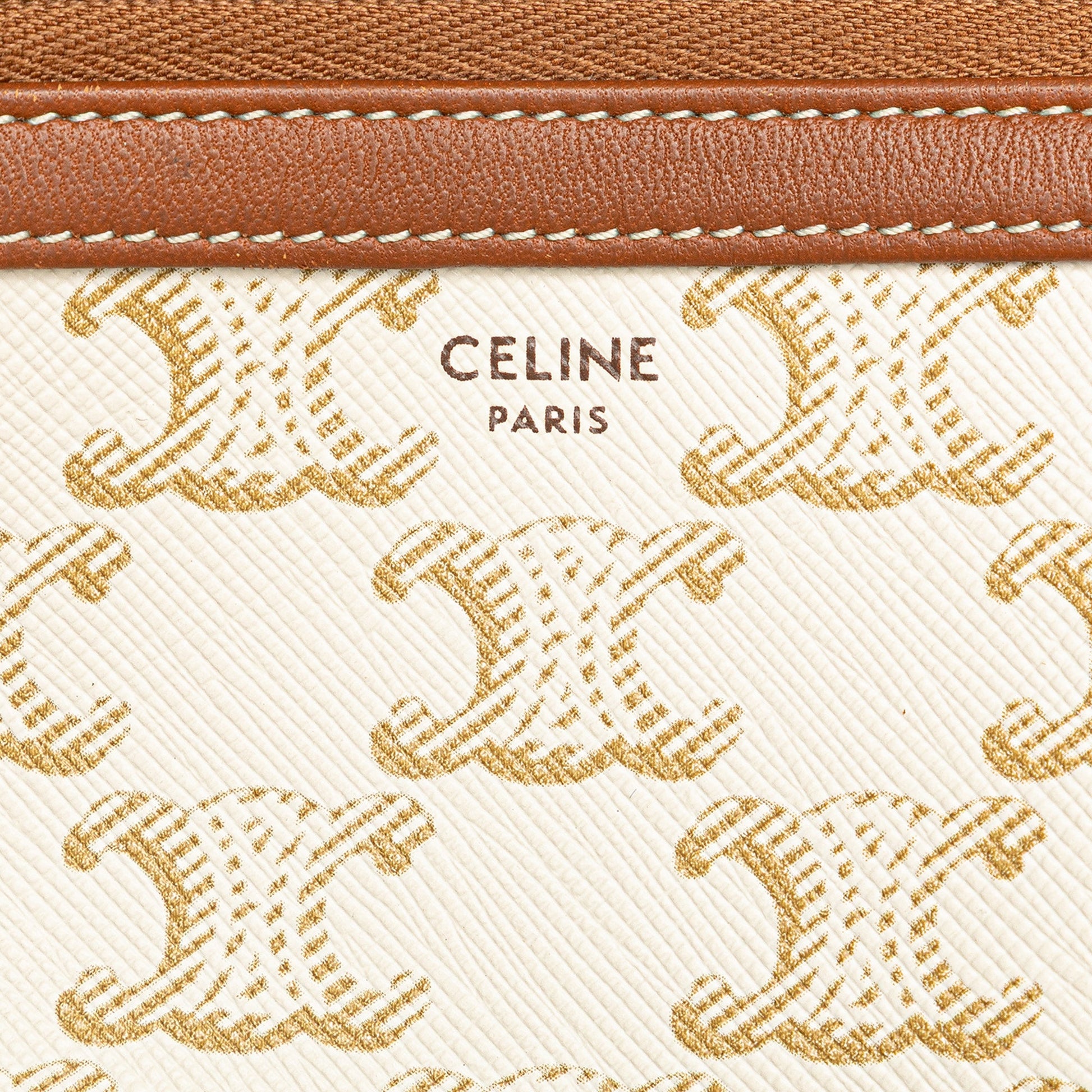 Celine Triomphe Coated Canvas Clutch On Chain