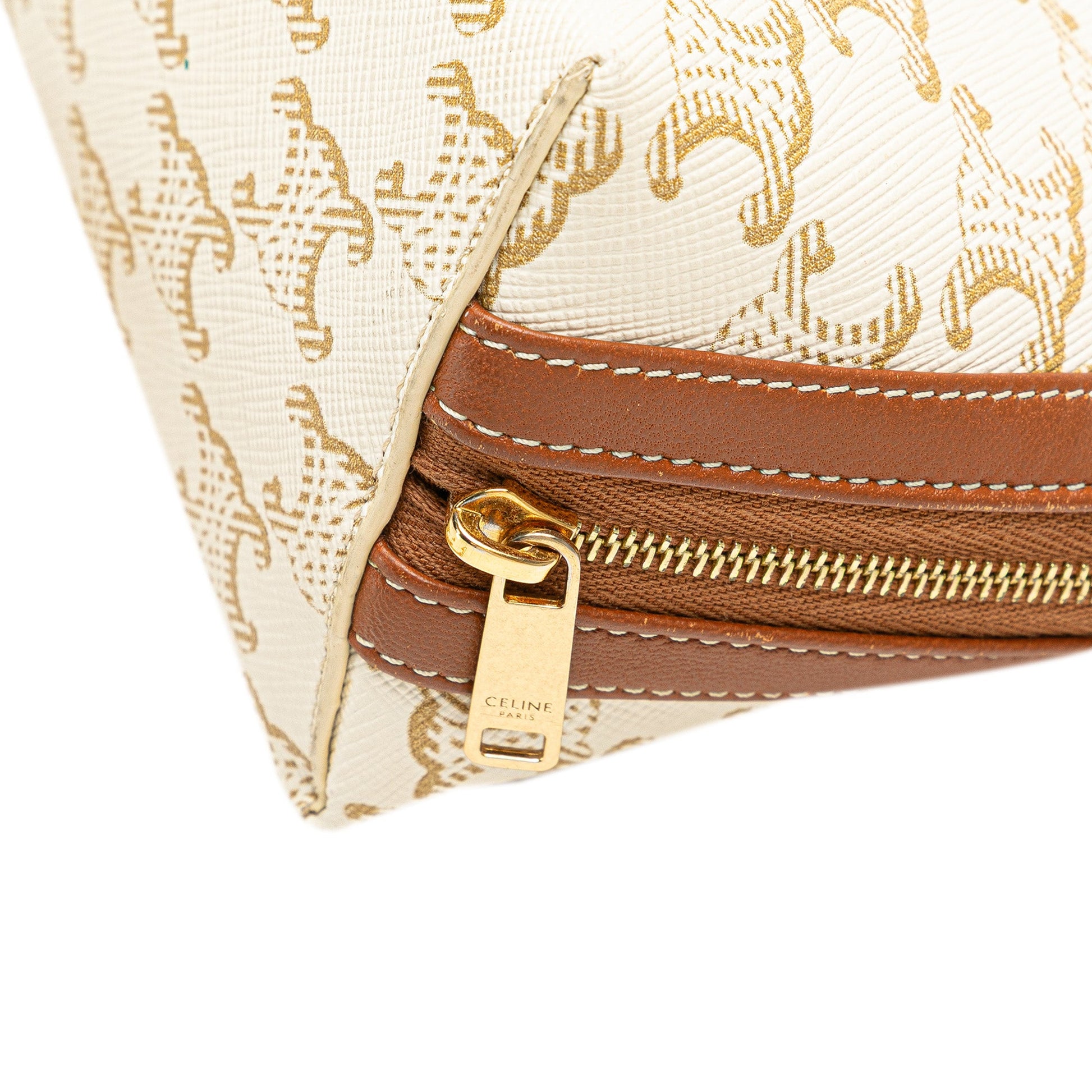 Celine Triomphe Coated Canvas Clutch On Chain