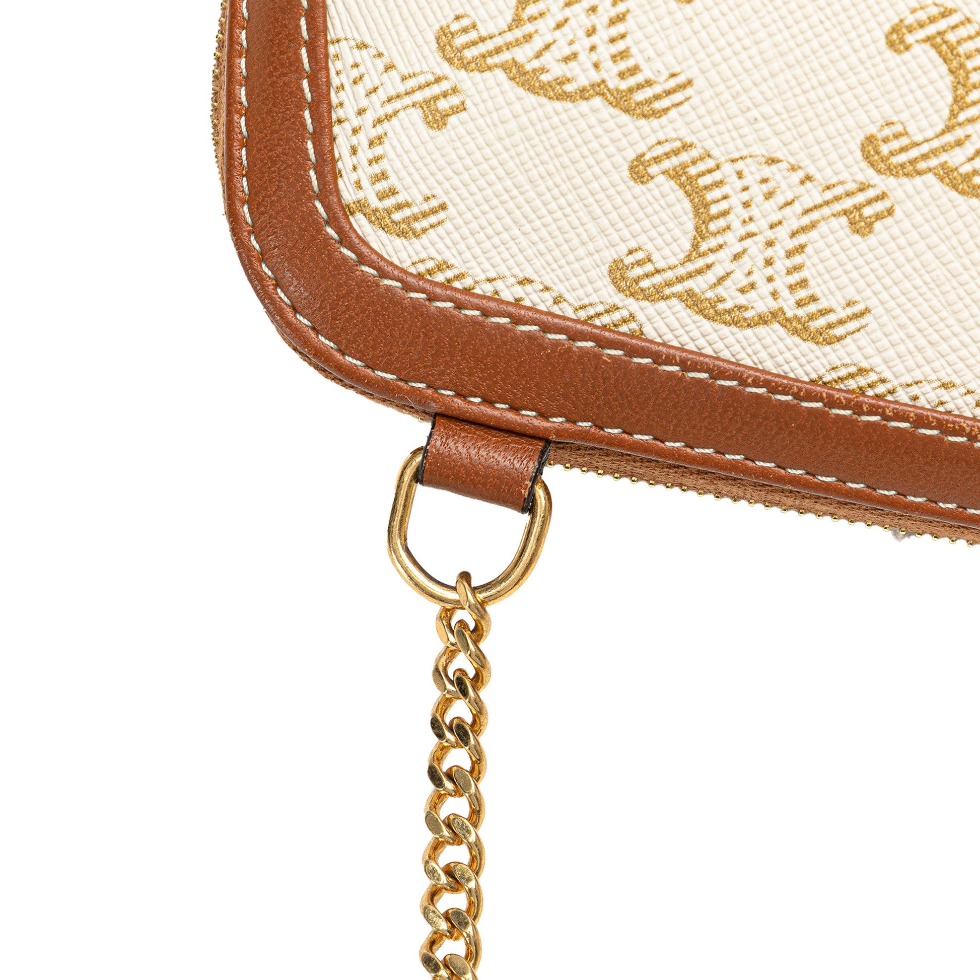 Celine Triomphe Coated Canvas Clutch On Chain