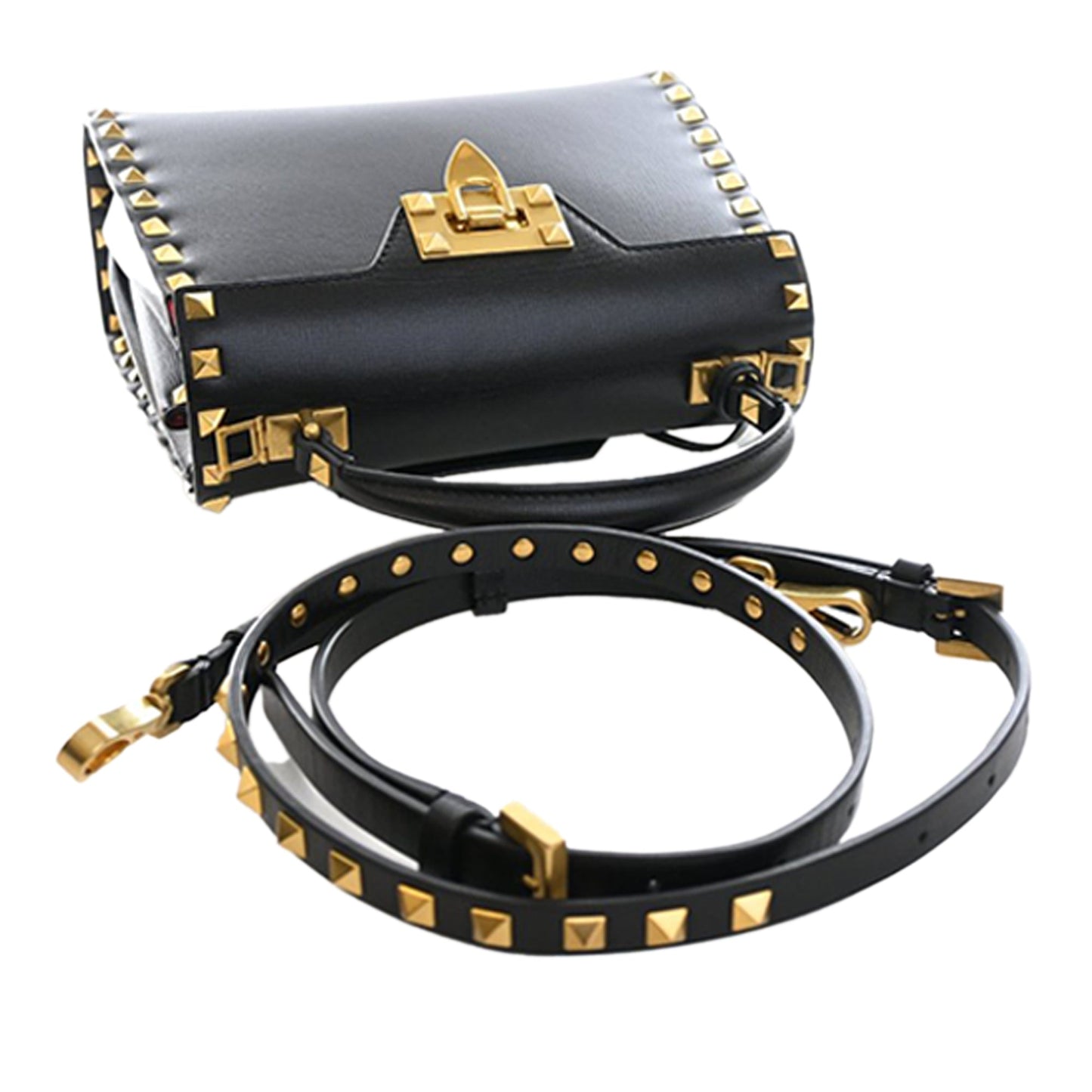Valentino Small Leather Rockstud Alcove Top Handle Bag