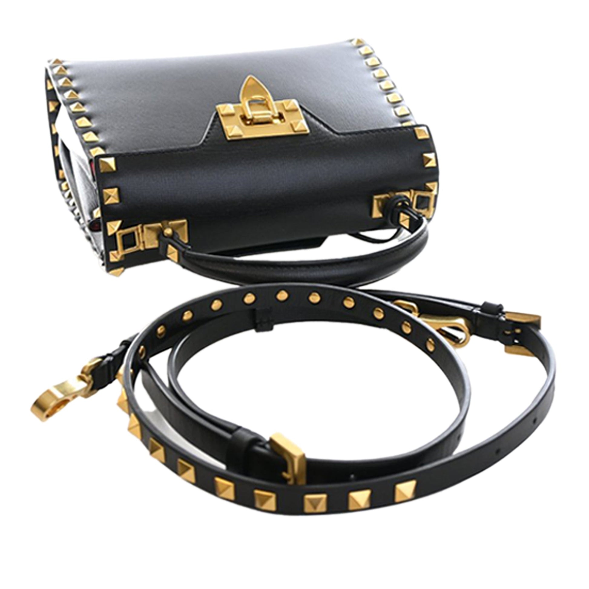 Valentino Small Leather Rockstud Alcove Top Handle Bag