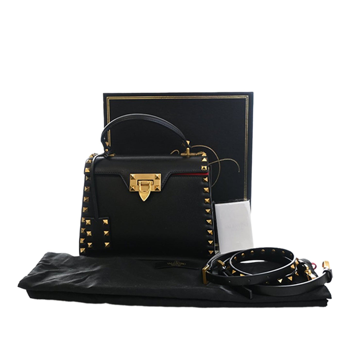 Valentino Small Leather Rockstud Alcove Top Handle Bag