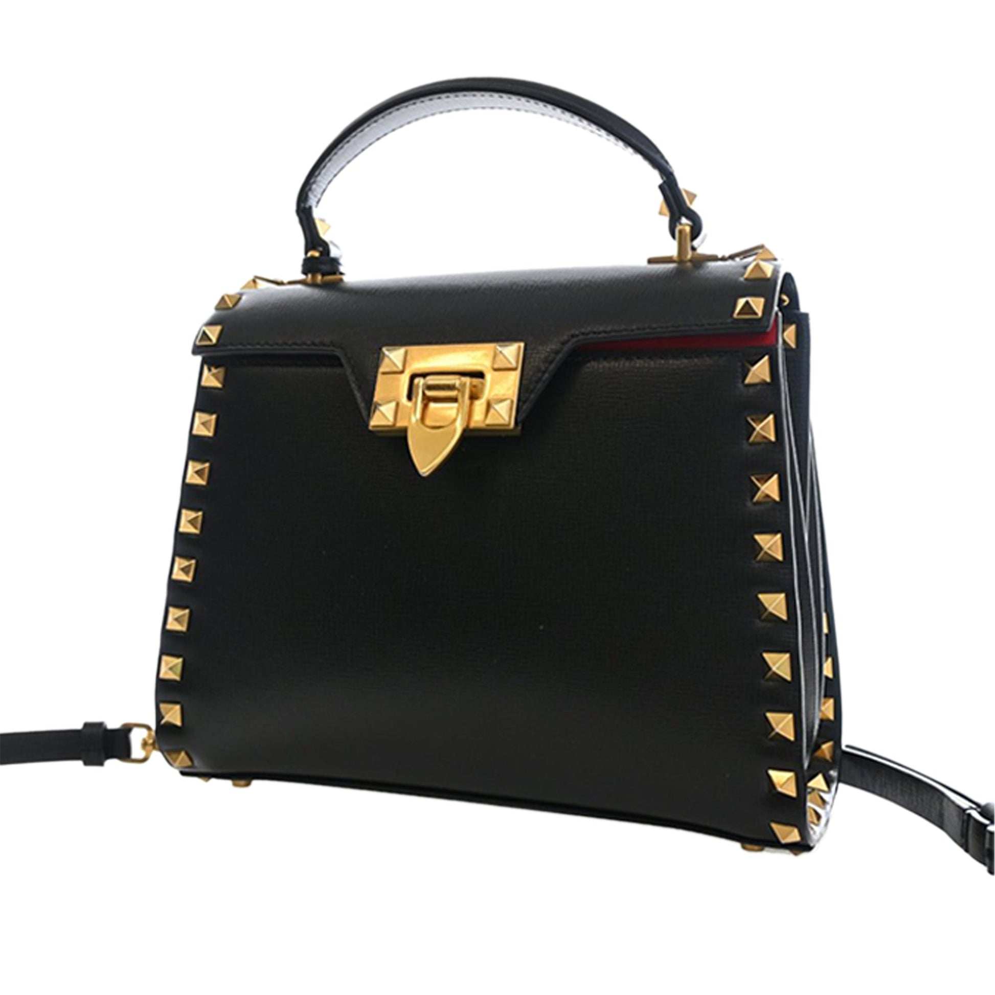 Valentino Small Leather Rockstud Alcove Top Handle Bag