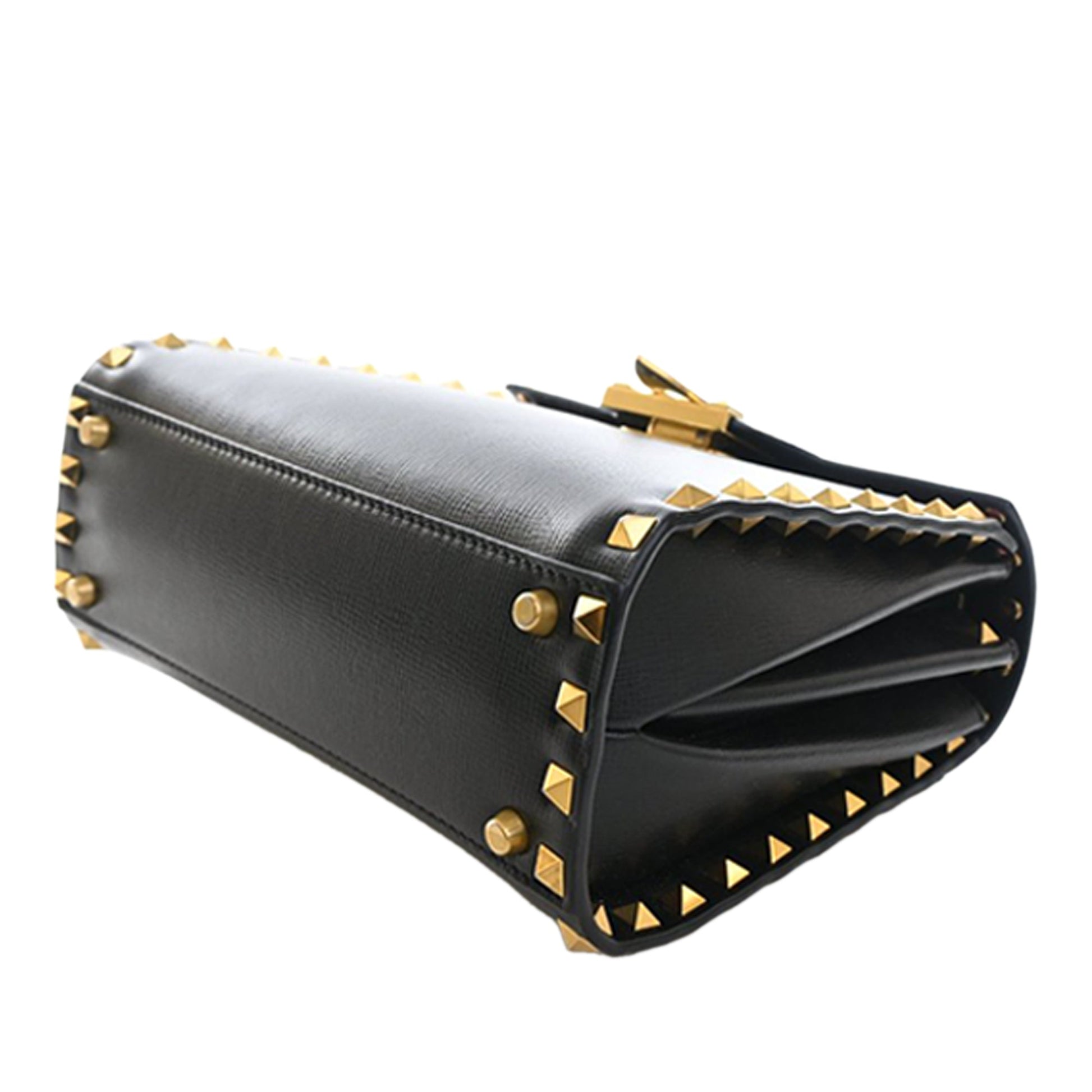 Valentino Small Leather Rockstud Alcove Top Handle Bag