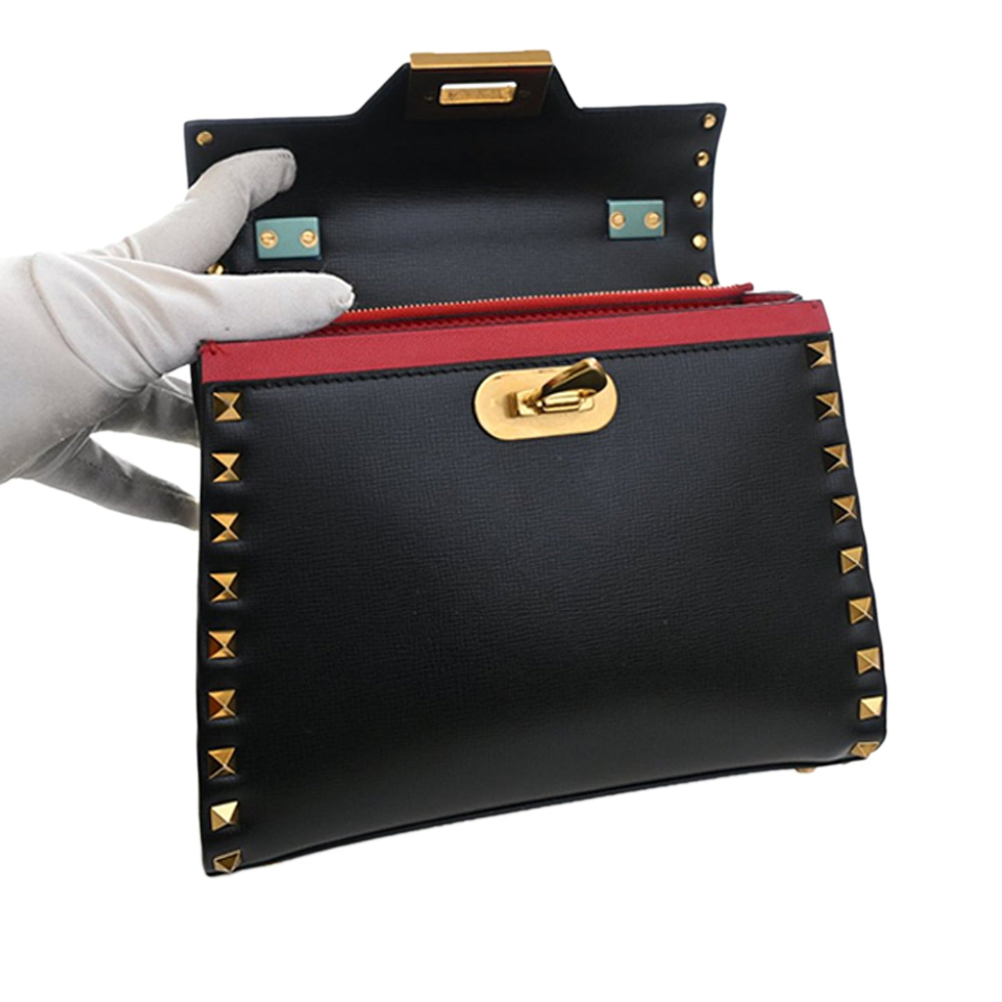 Valentino Small Leather Rockstud Alcove Top Handle Bag