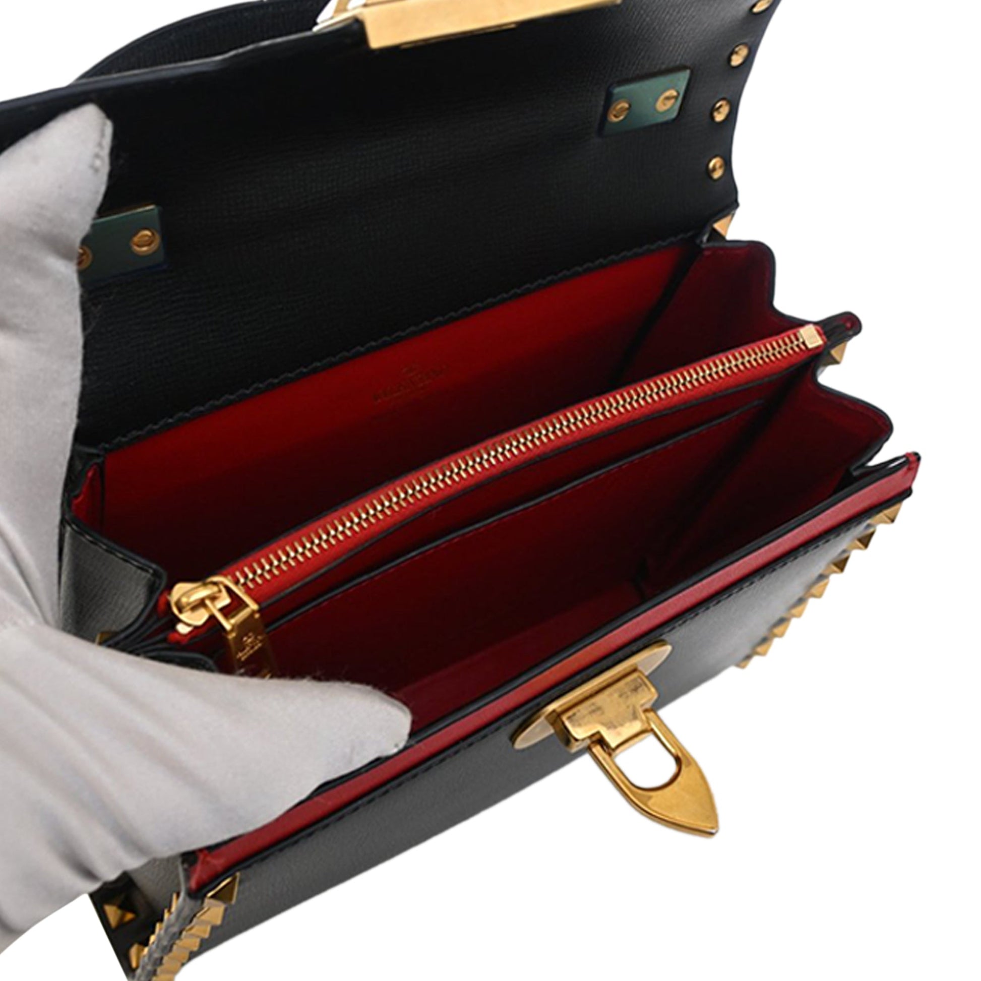 Valentino Small Leather Rockstud Alcove Top Handle Bag