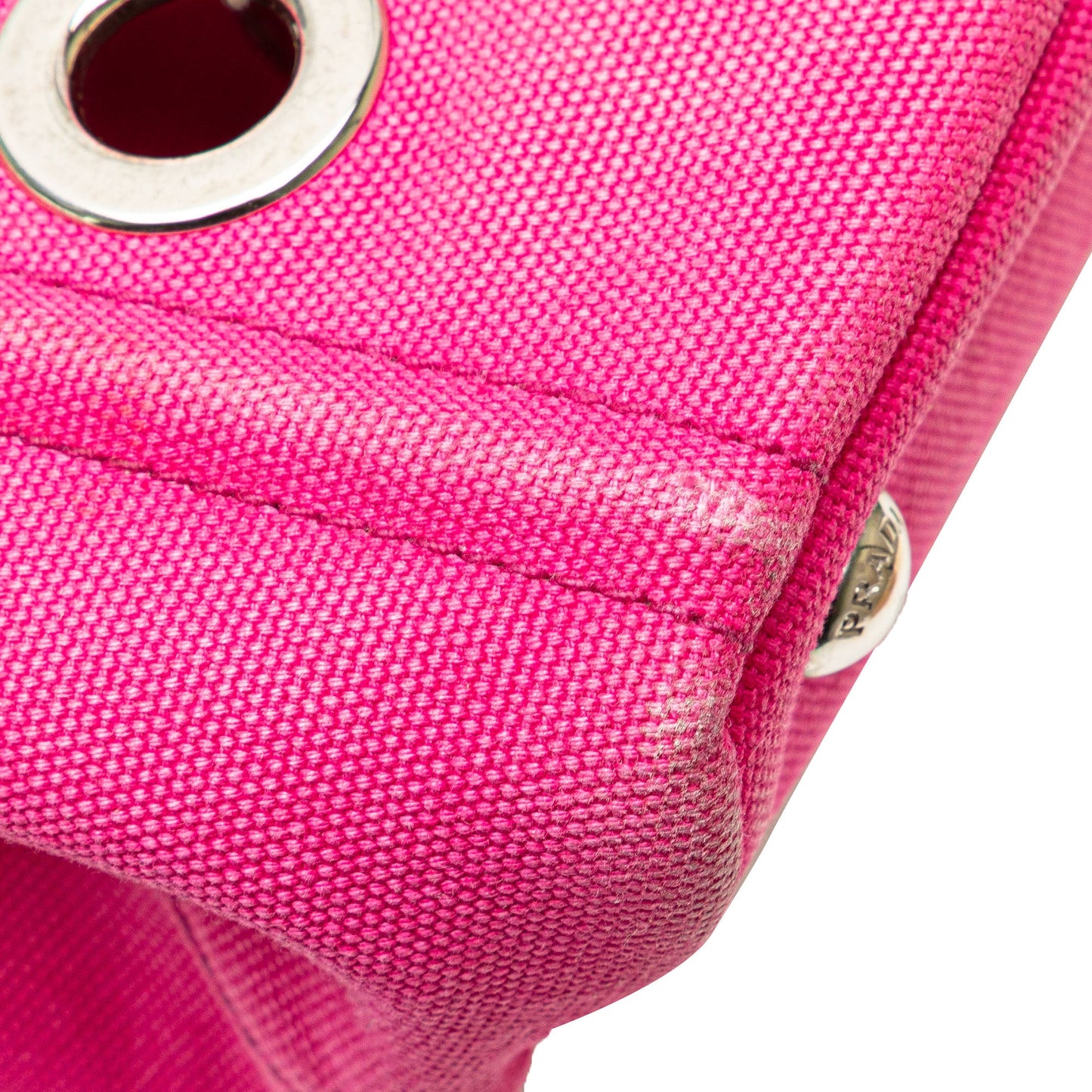 Prada Small Canvas Canapa Grommet Satchel