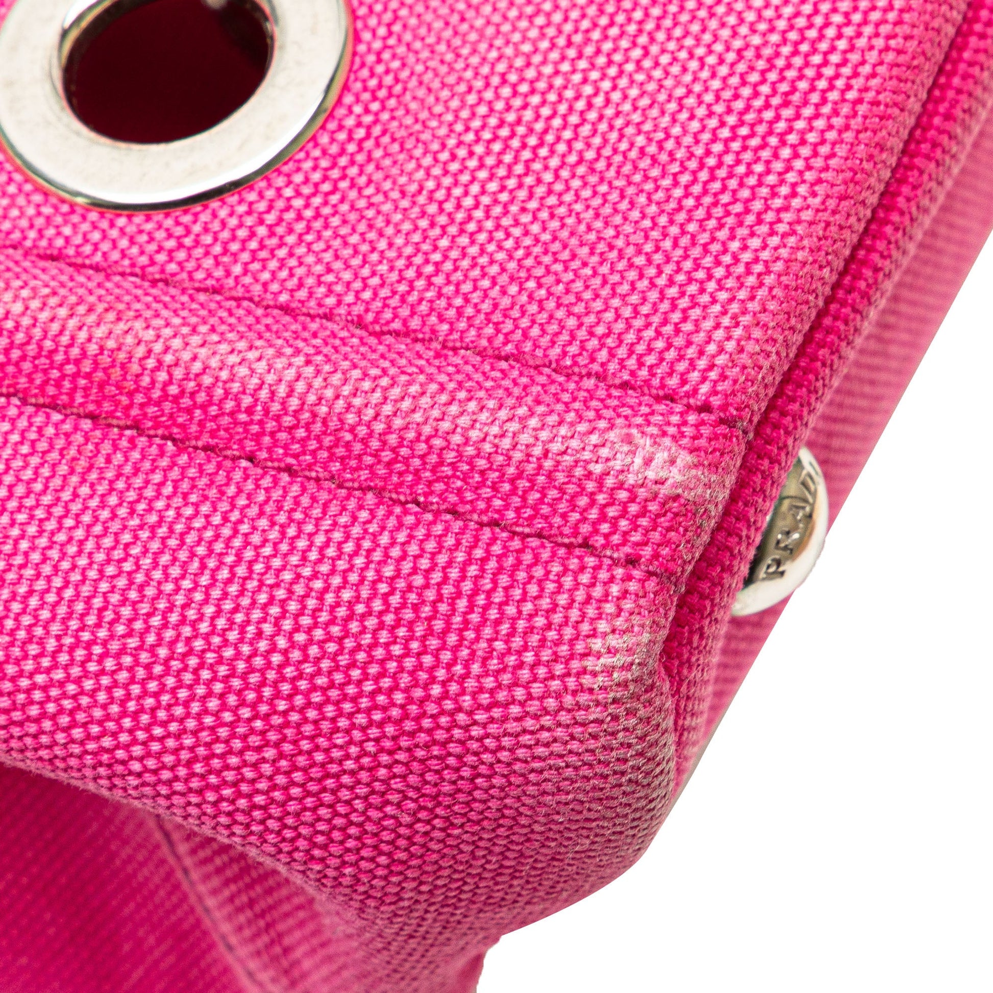 Prada Small Canvas Canapa Grommet Satchel