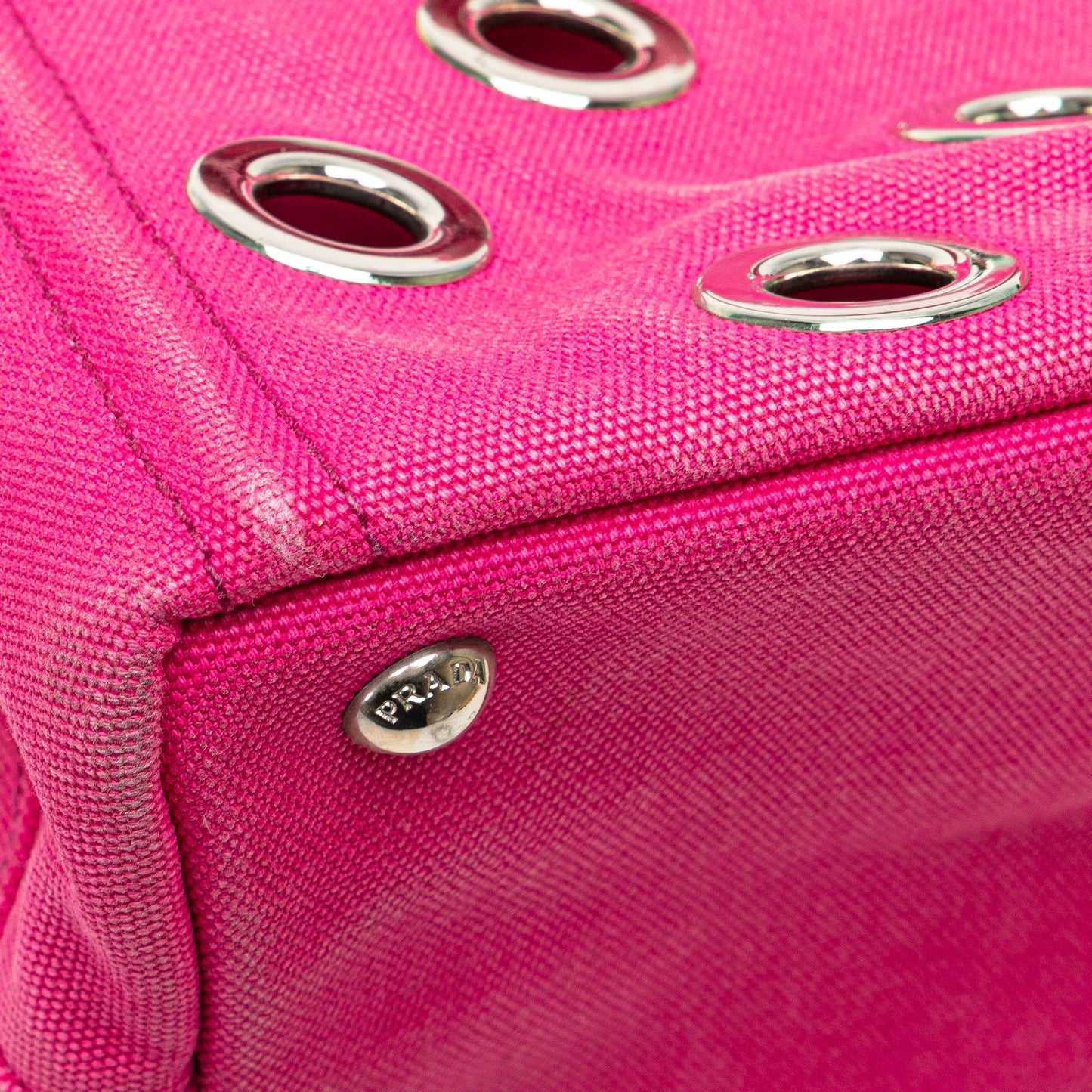 Prada Small Canvas Canapa Grommet Satchel