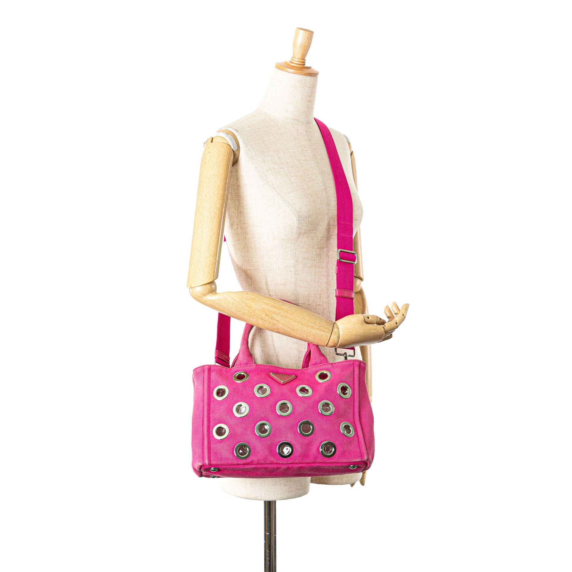 Prada Small Canvas Canapa Grommet Satchel