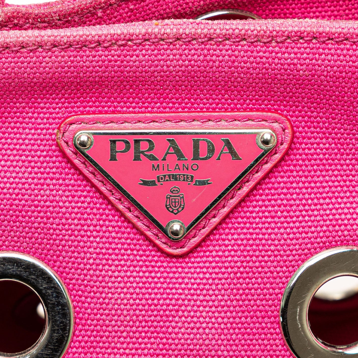 Prada Small Canvas Canapa Grommet Satchel