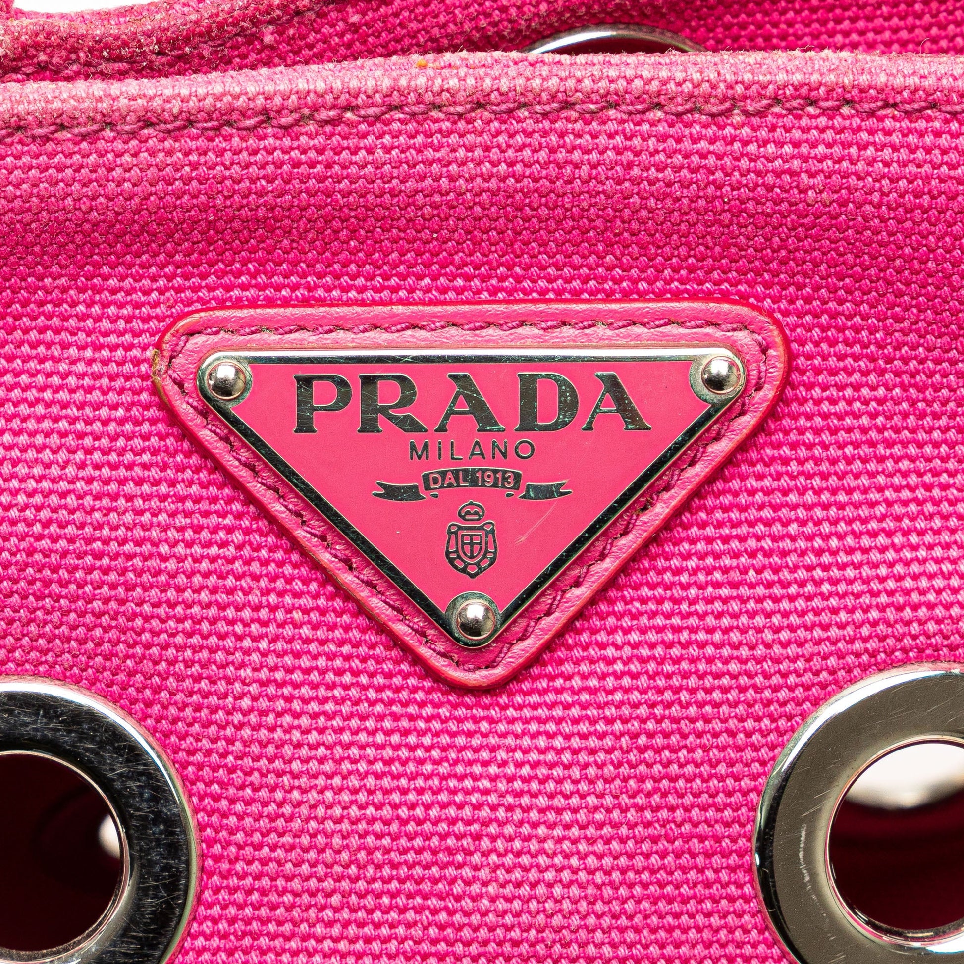 Prada Small Canvas Canapa Grommet Satchel