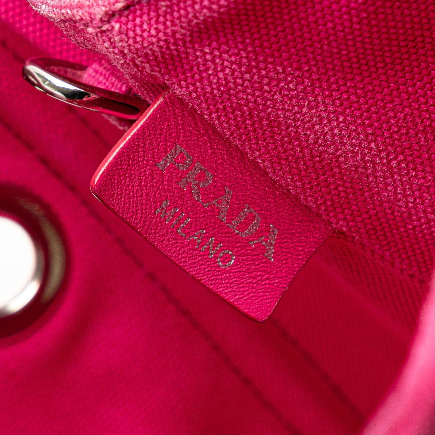 Prada Small Canvas Canapa Grommet Satchel