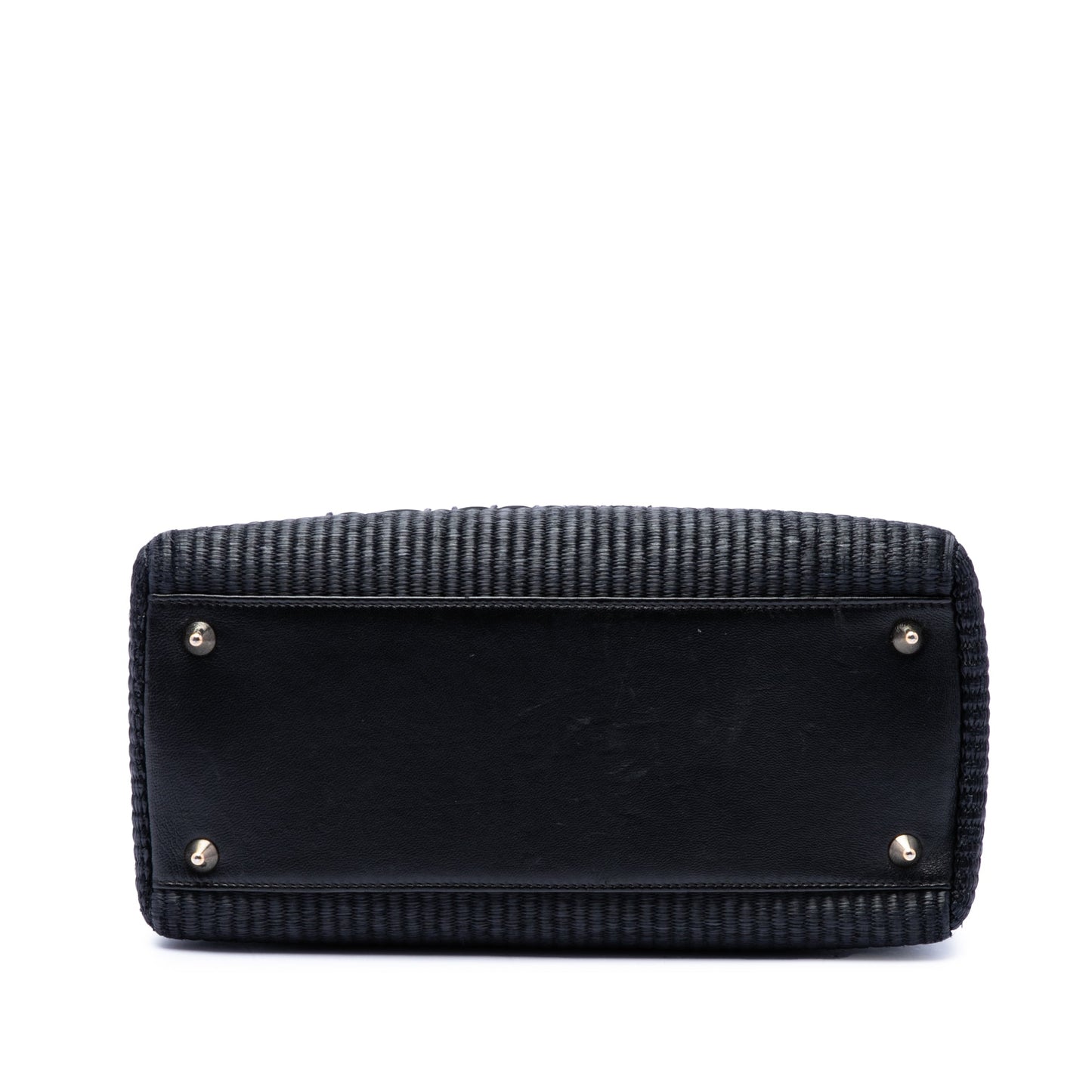 Dior Medium Patent Trimmed Woven Canvas Lady Dior