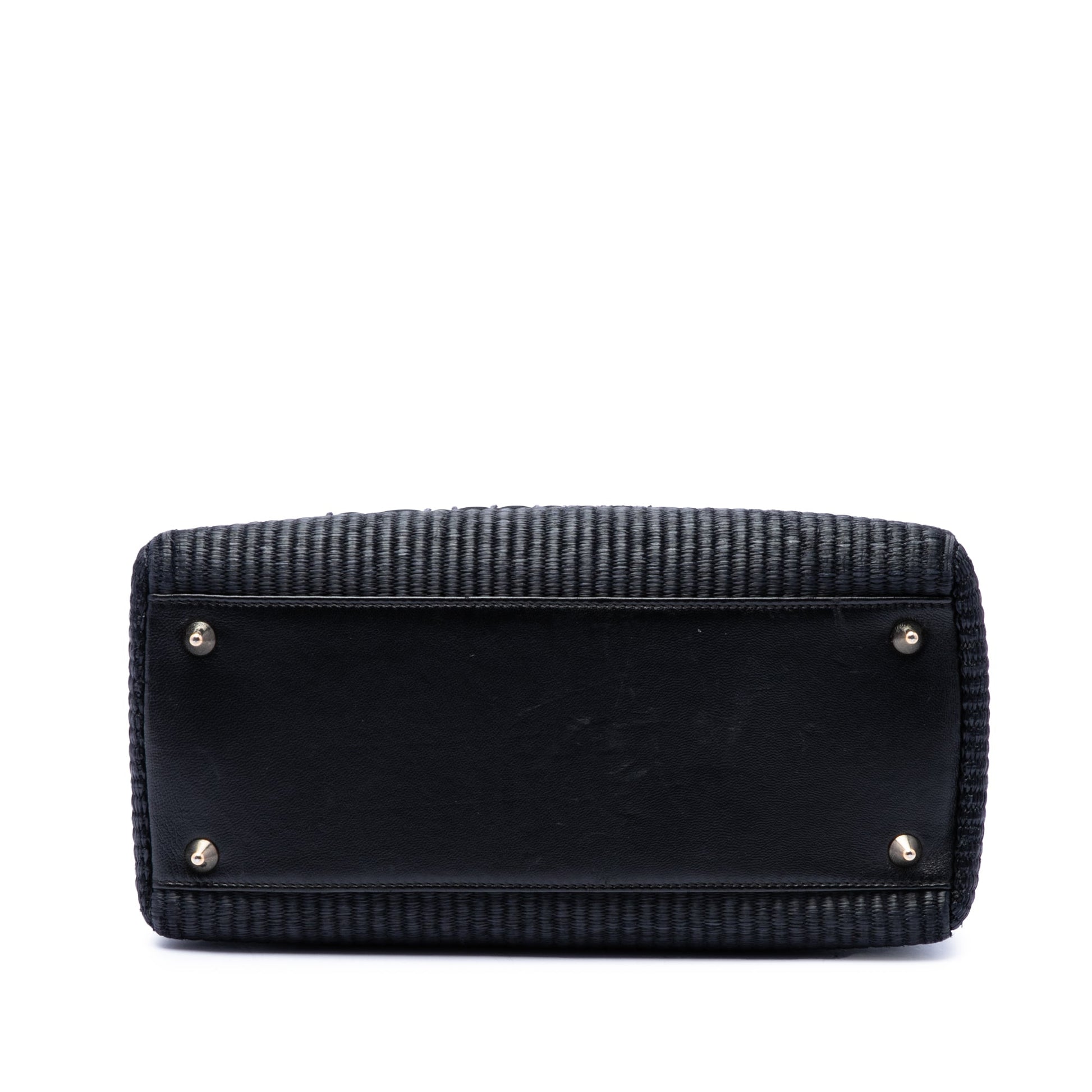 Dior Medium Patent Trimmed Woven Canvas Lady Dior