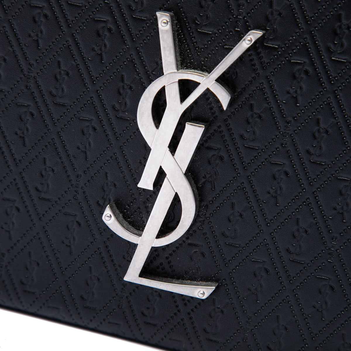 Saint Laurent Monogram Leather Take Away Box Handbag — Black