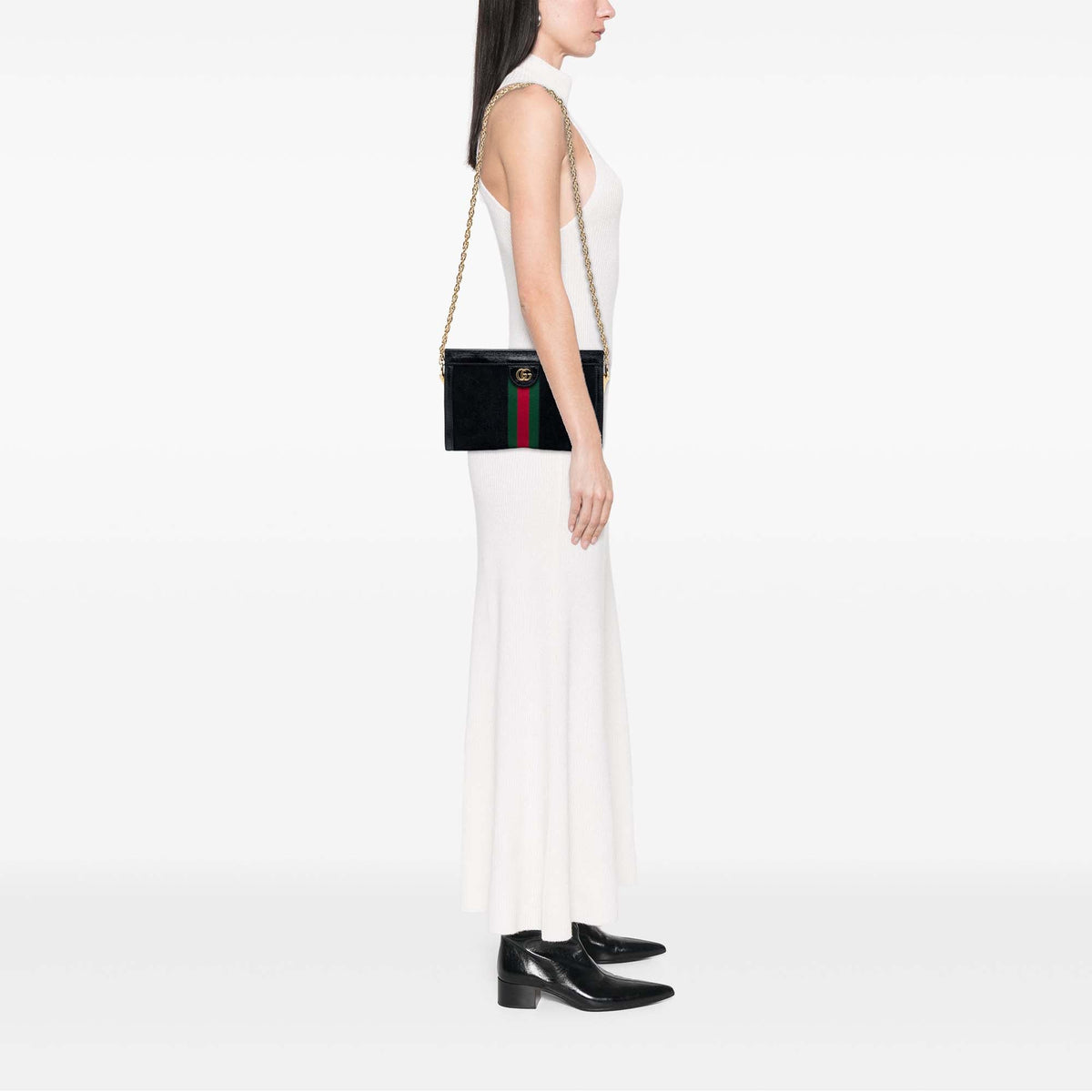 Gucci Small Suede Web Ophidia Chain Crossbody