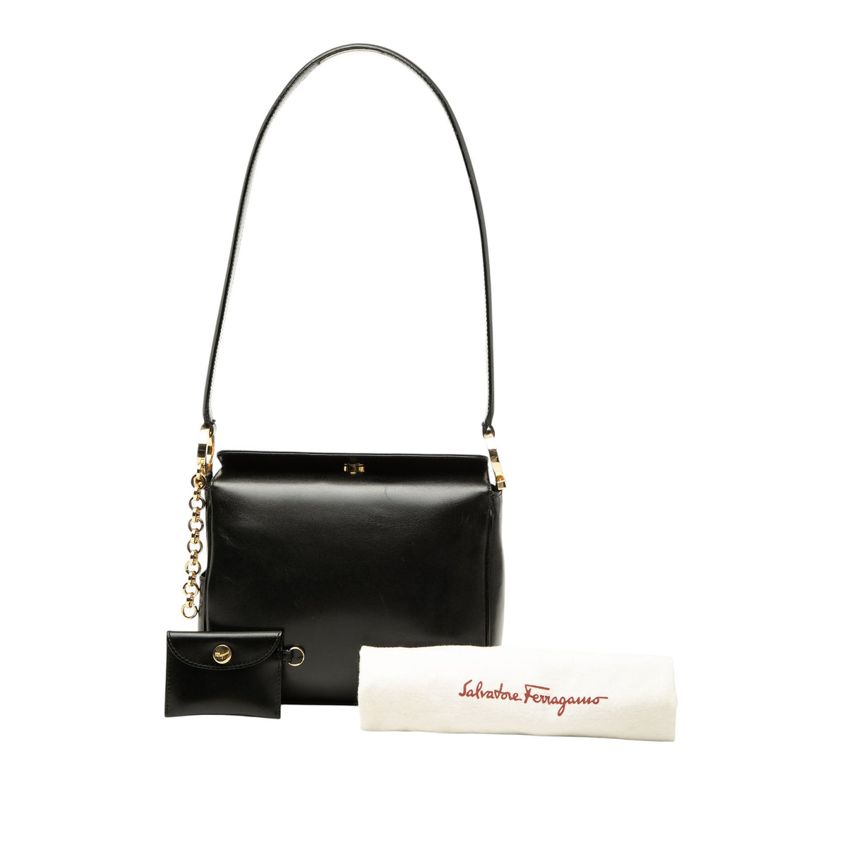 Ferragamo Leather Gancini Shoulder Bag