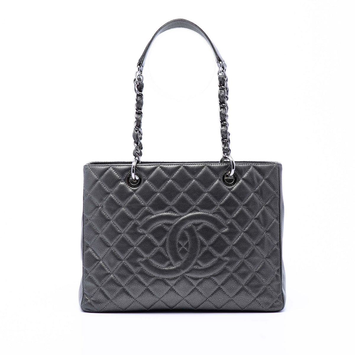 Chanel Metallic Caviar Grand Shopping Tote