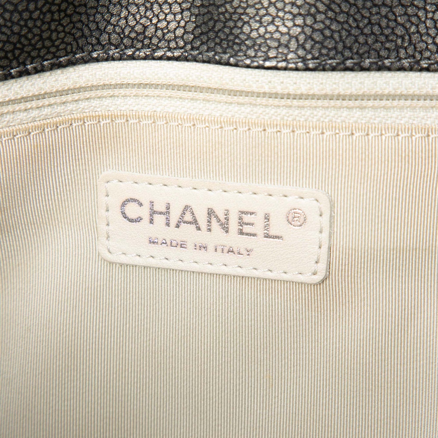 Chanel Metallic Caviar Grand Shopping Tote