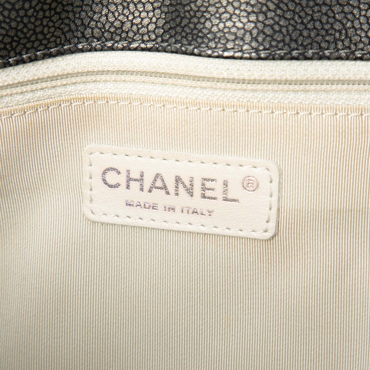 Chanel Metallic Caviar Grand Shopping Tote