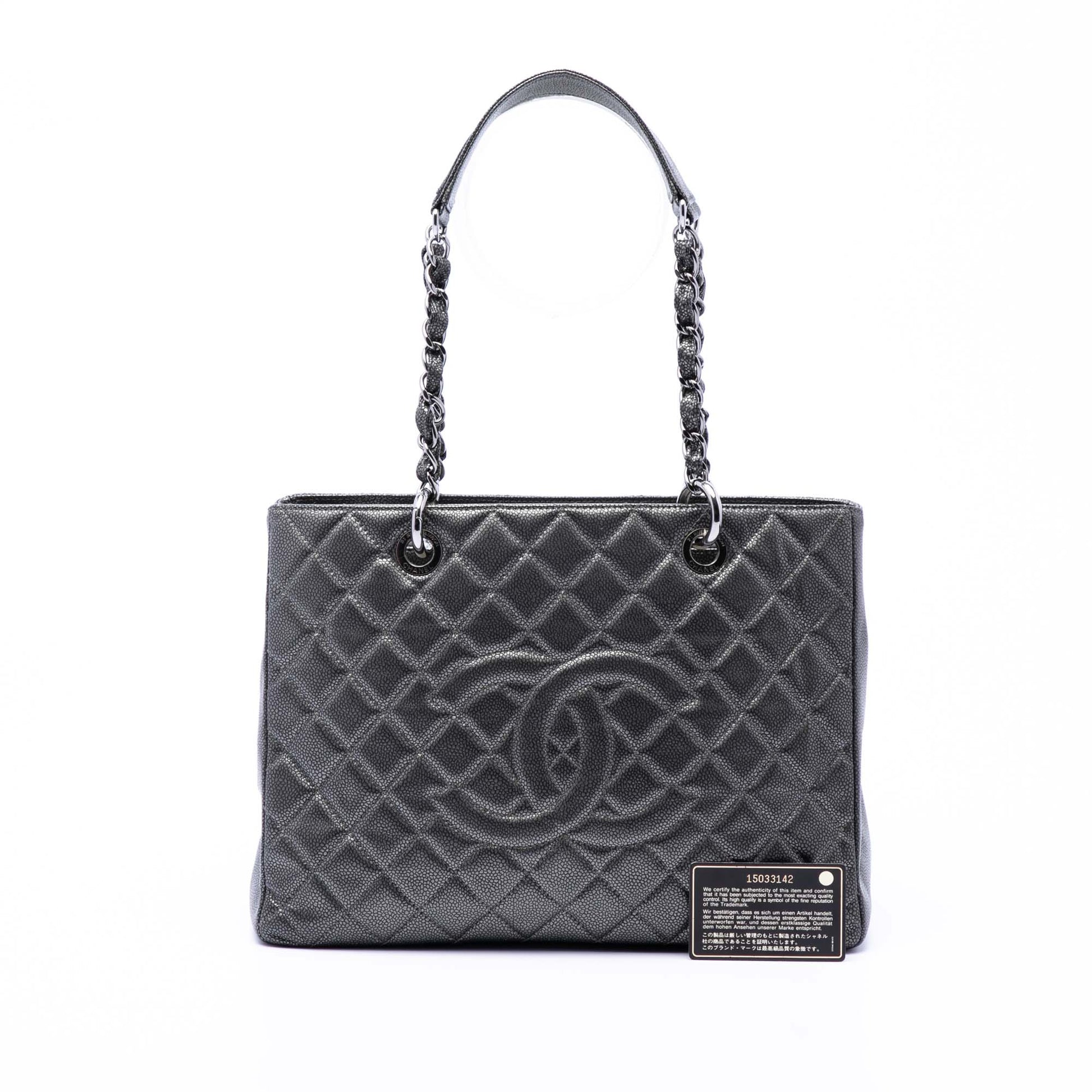 Chanel Metallic Caviar Grand Shopping Tote
