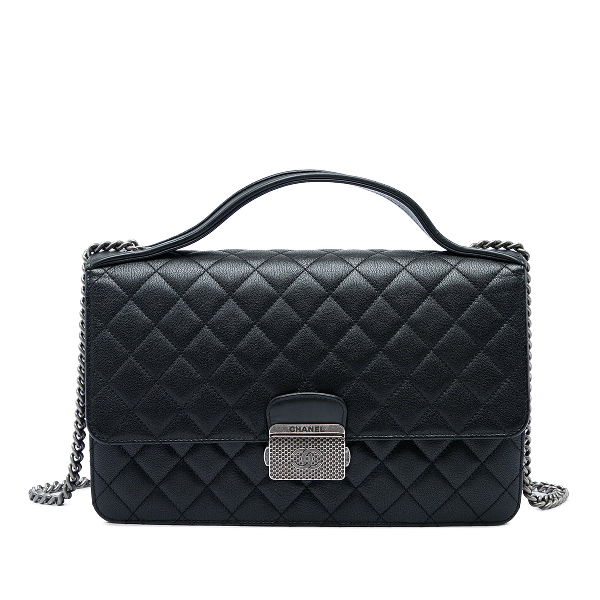 Chanel Medium Quilted Goatskin CC University Flap — Black