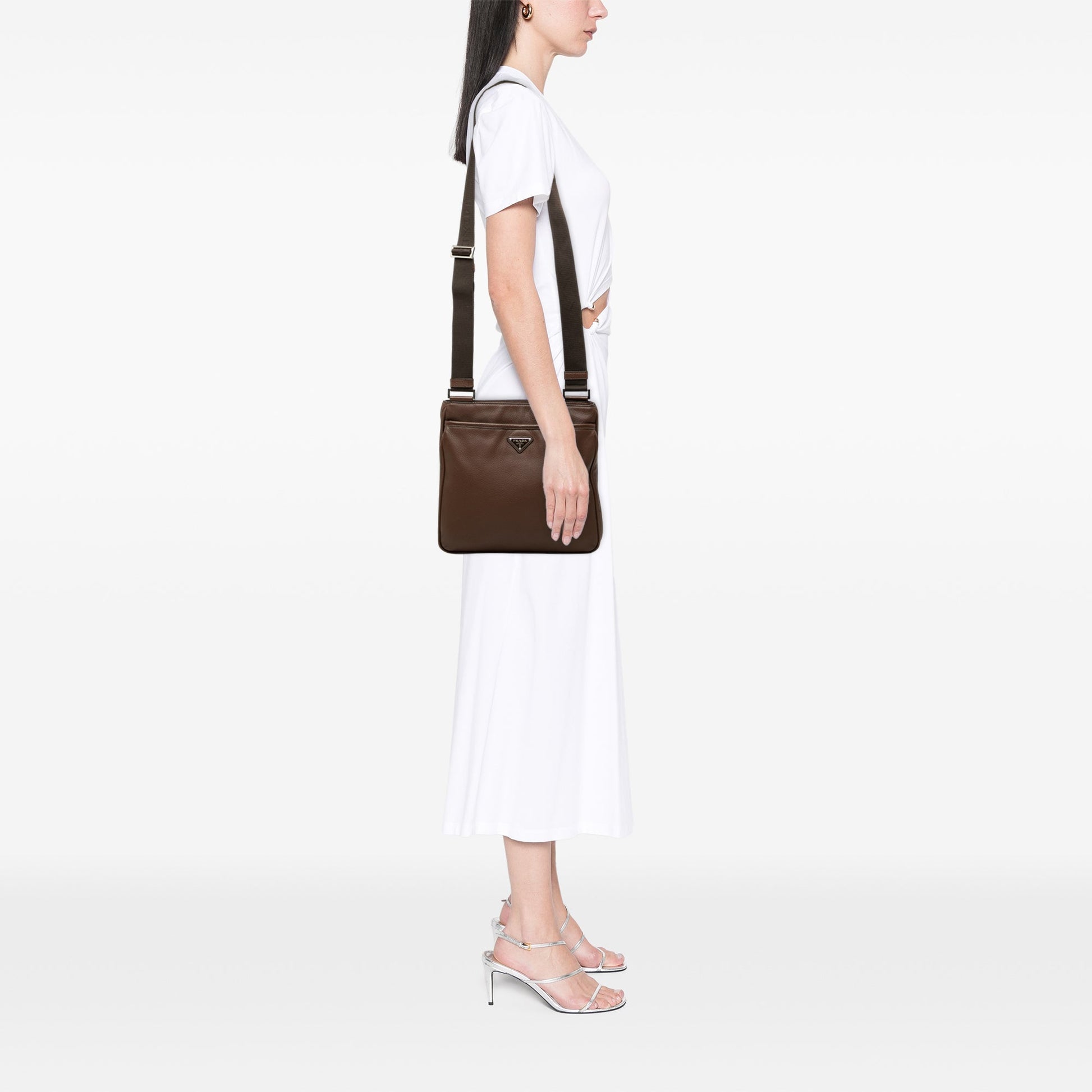 Prada Vitello City Zip Top Crossbody
