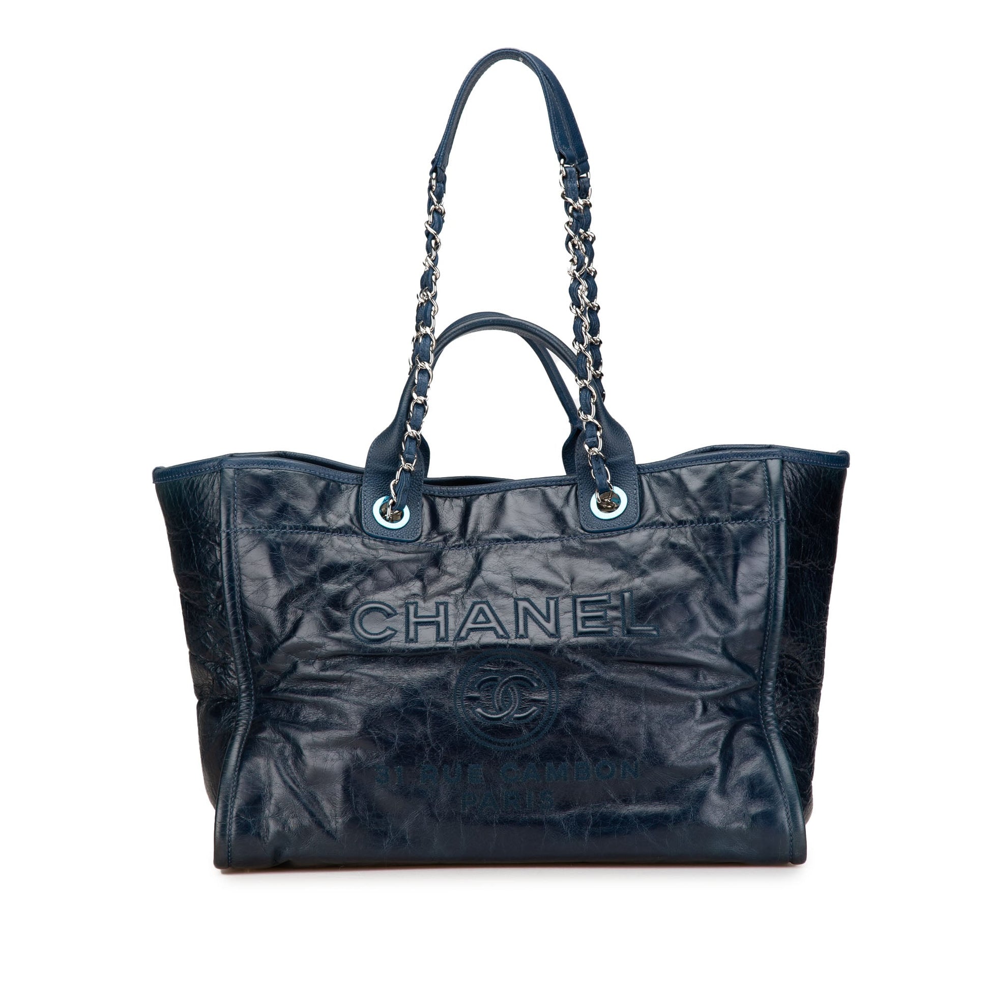 Chanel Medium Glazed Calfskin and Caviar Deauville Tote