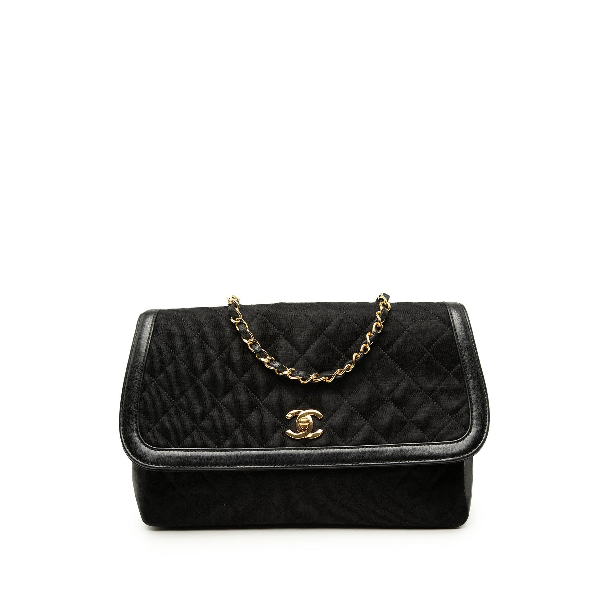 Chanel CC Quilted Jersey and Lambskin Trimmed Single Flap
