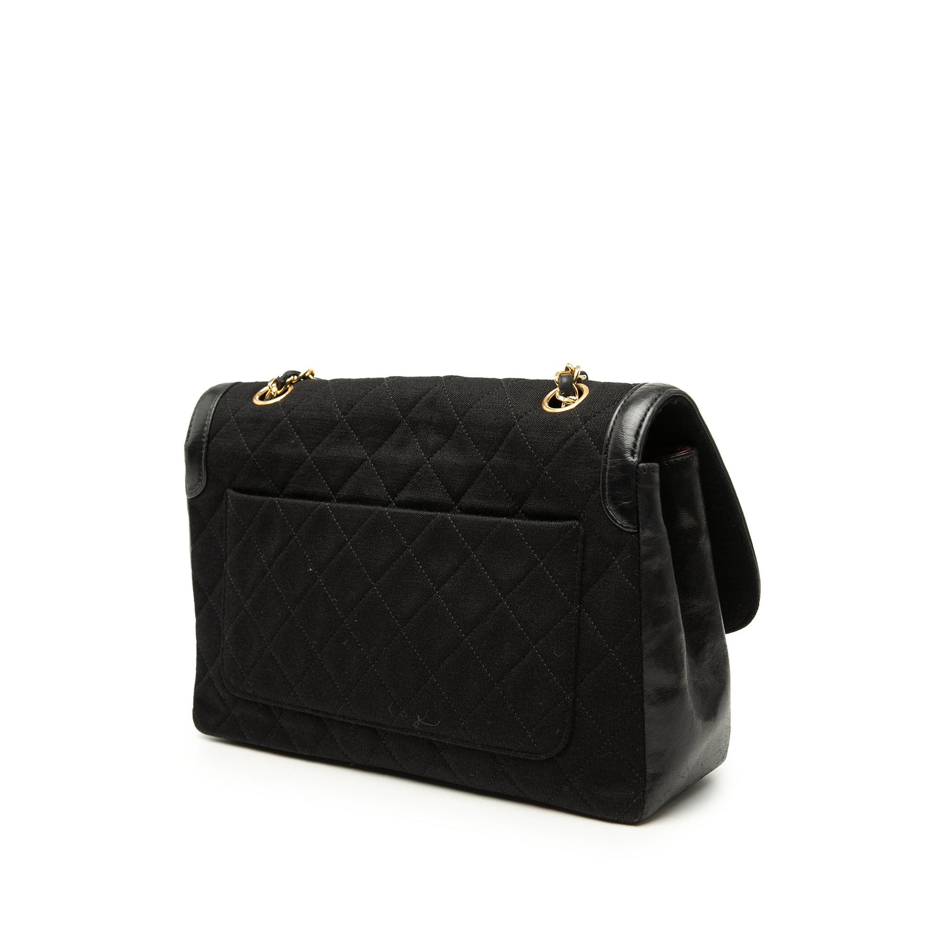 Chanel CC Quilted Jersey and Lambskin Trimmed Single Flap